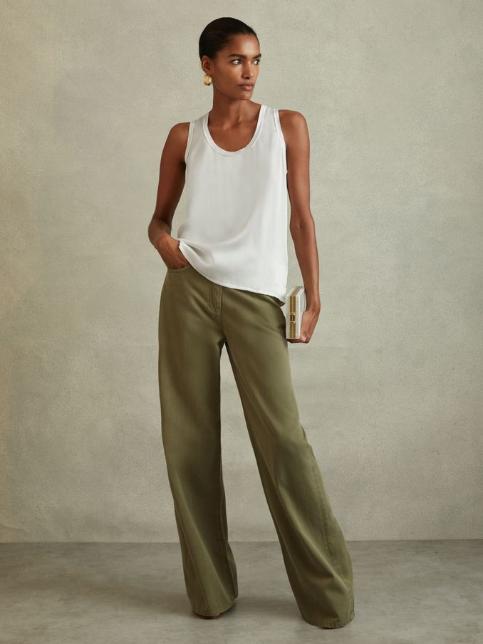 Silk Front Vest in White (U19728) | US$140