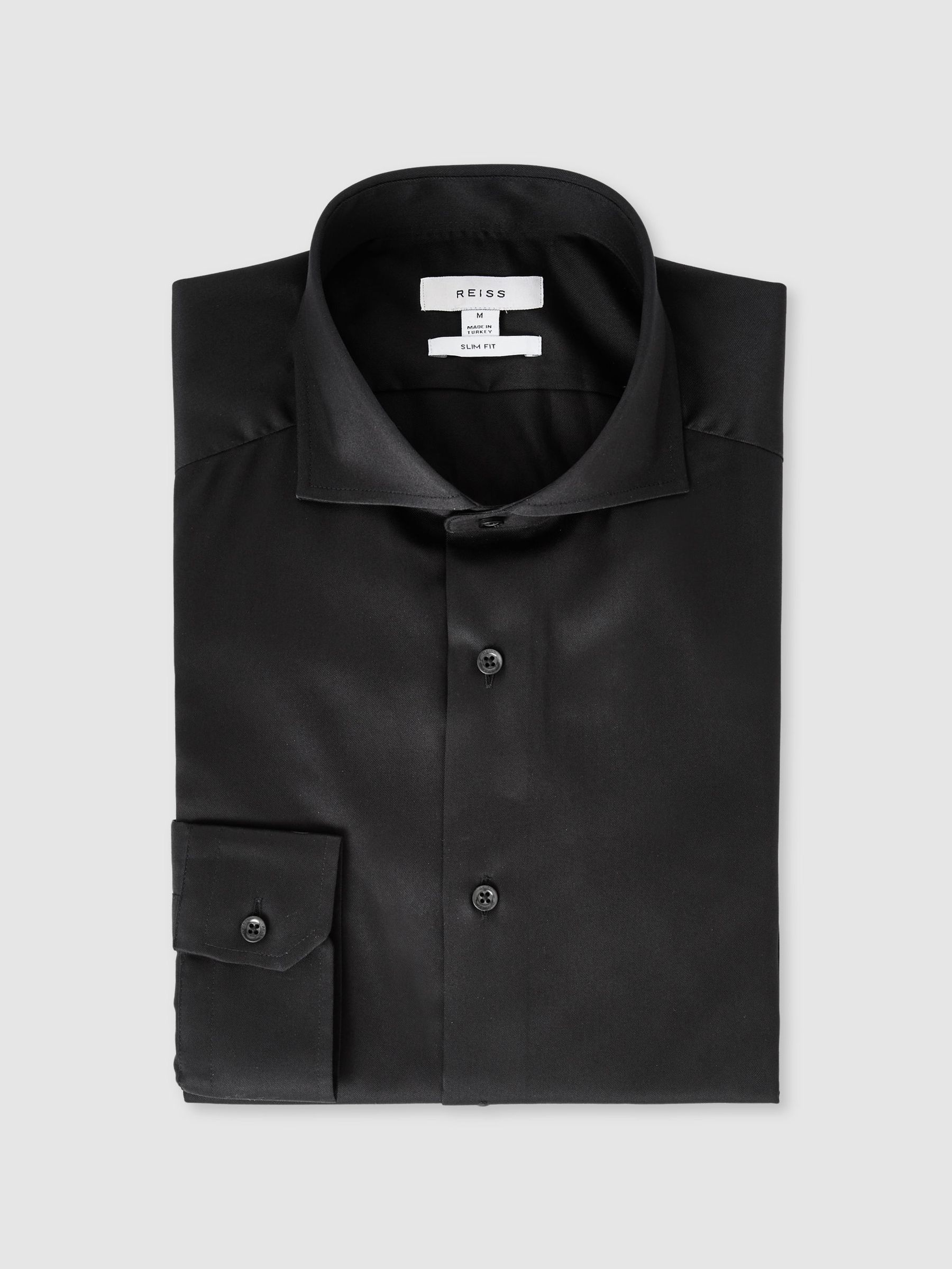 Slim Fit Two-Fold Cotton Shirt in Black (U22470) | €125