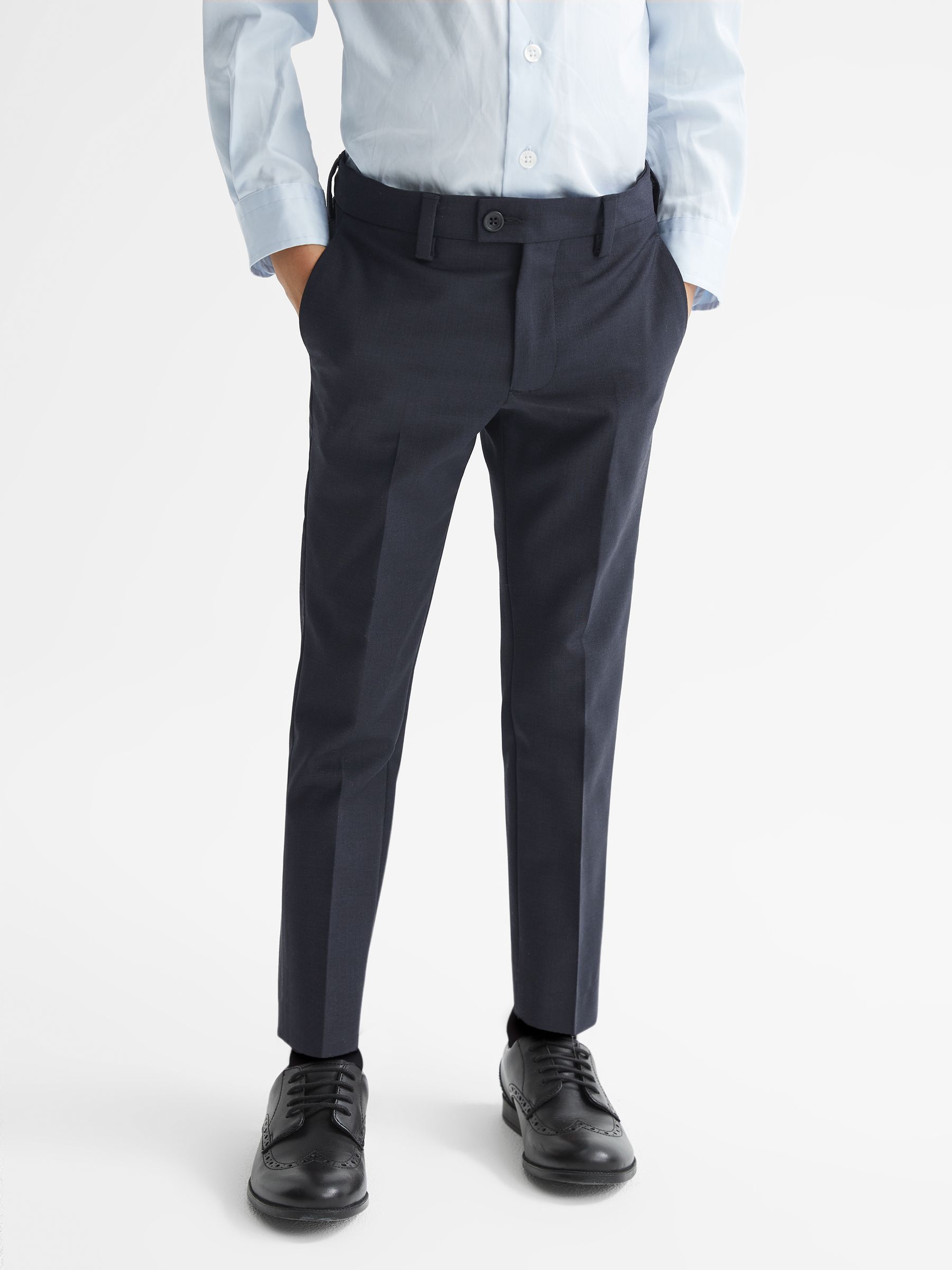 Junior Modern Fit Mixer Trousers in Navy (U26707) | US$75