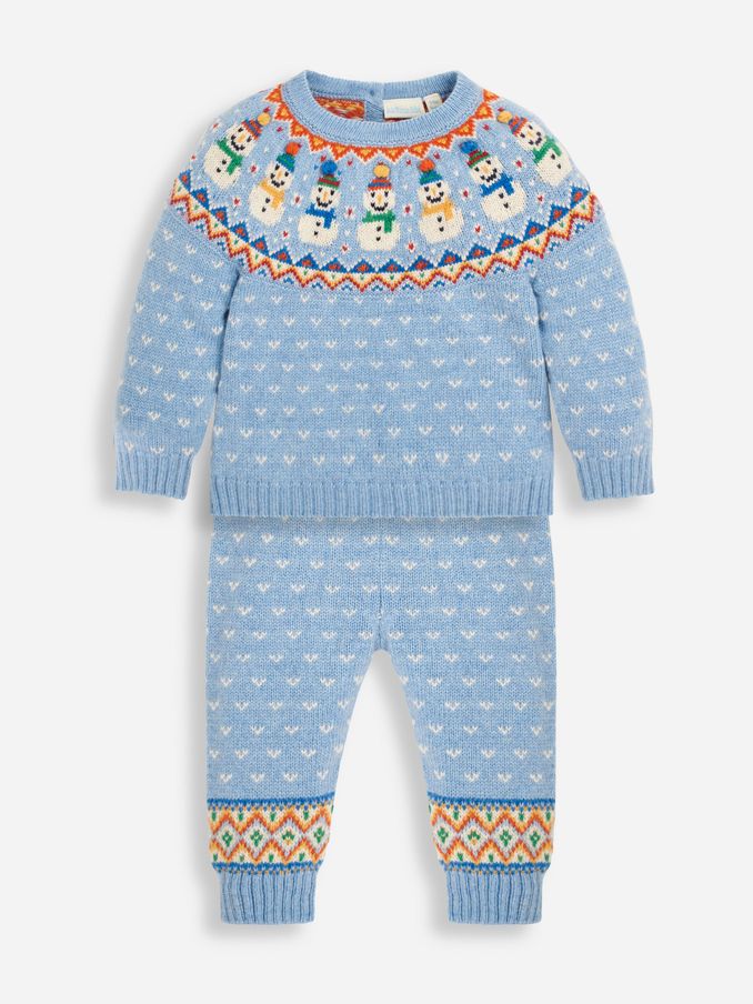 Blue Baby Snowman Fair Isle Pattern Knit Set (U28874) | $24