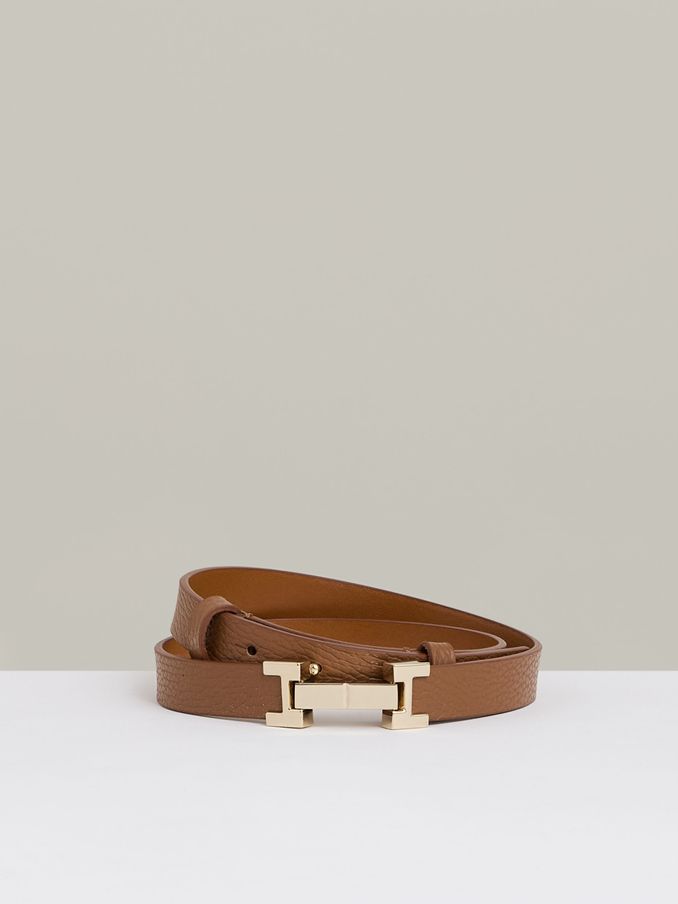 Leather Square Hinge Belt in Tan (U36265) | €85