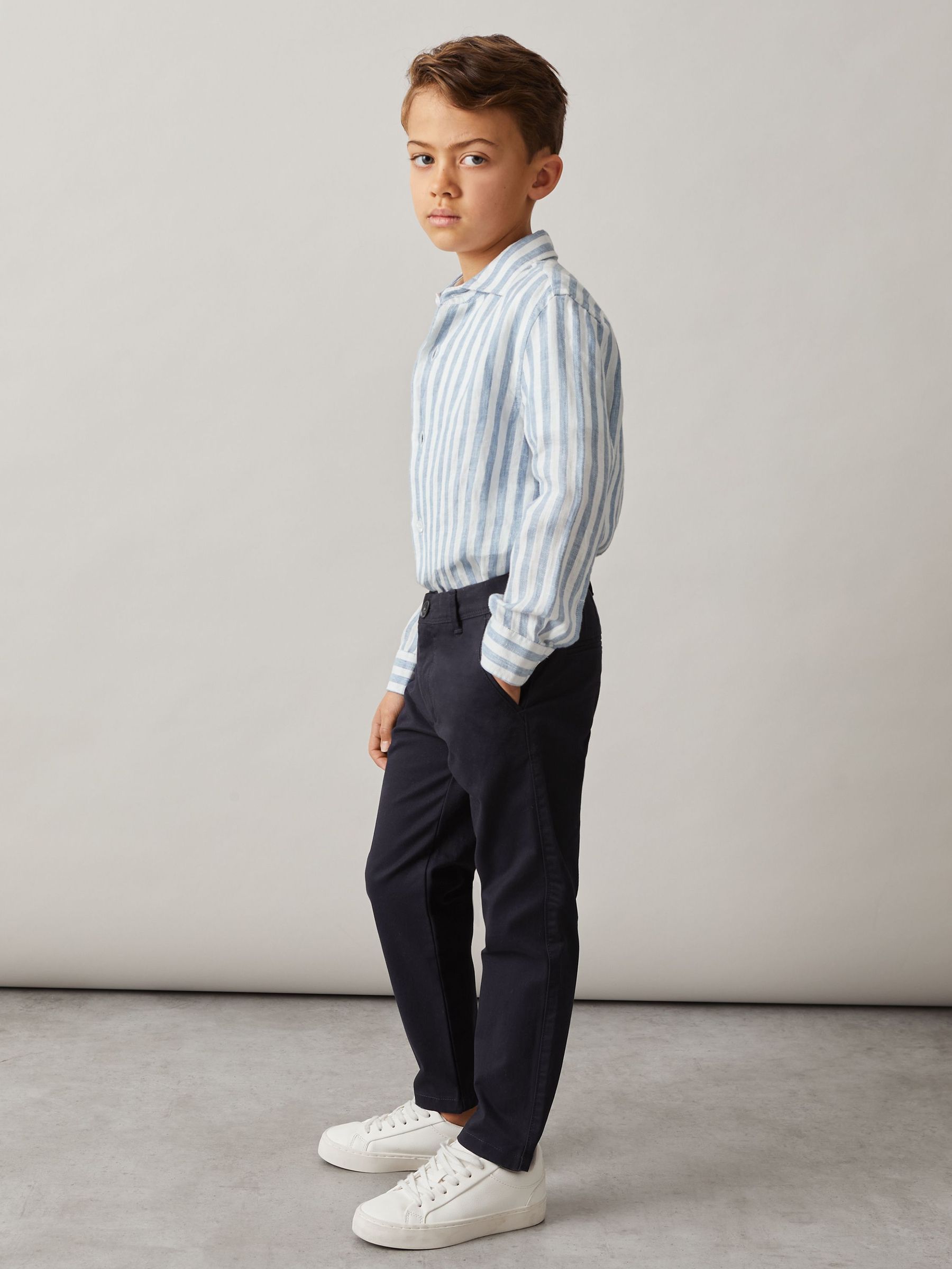 3-9 yrs Slim Fit Casual Chinos in Navy (U52561) | US$55