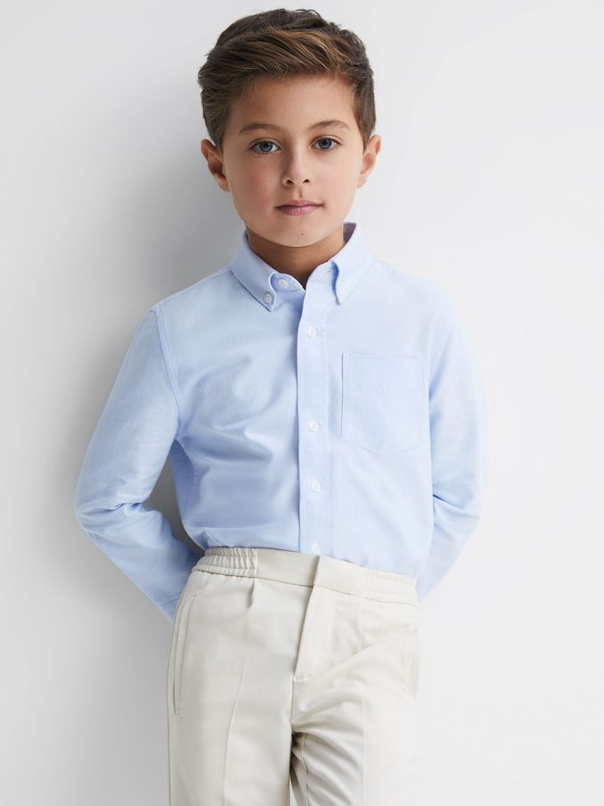 3-9 yrs Button Down Oxford Shirt in Soft Blue (U61985) | US$45