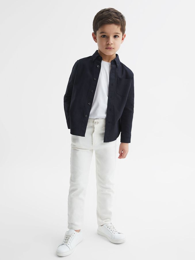 9-14 yrs Button Down Oxford Shirt in Navy (U71340) | US$55