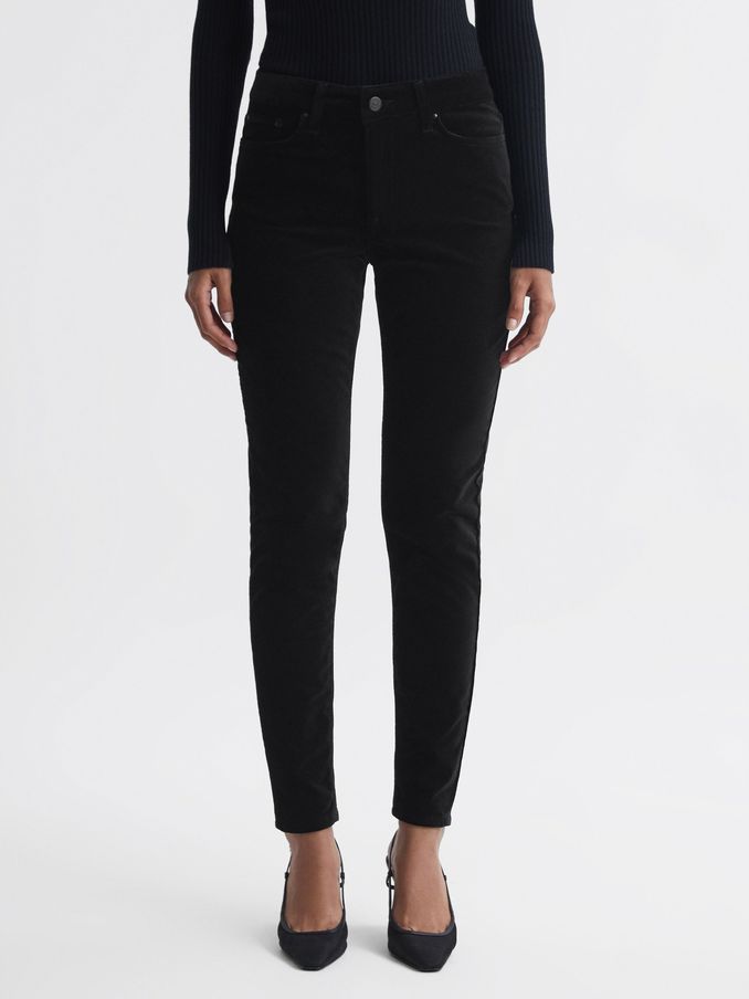 Velvet Mid Rise Skinny Jeans in Black (U72997) | €57