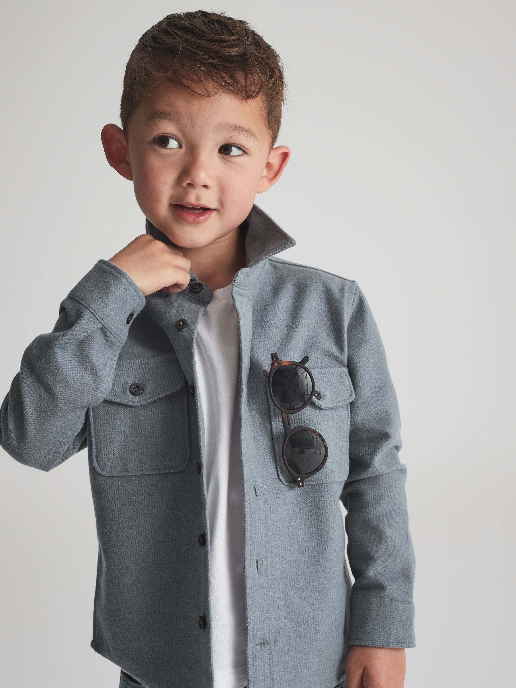 Junior Twin Pocket Overshirt in Blue (U79589) | US$23
