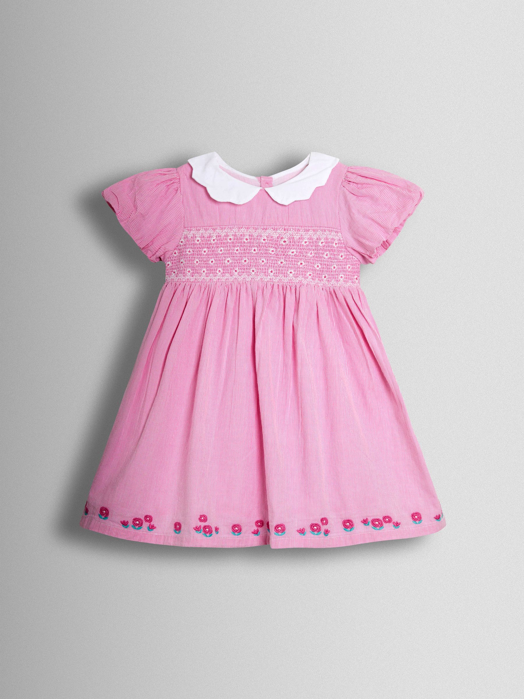 Mid Pink Bud Floral Smocked Party Dress (V00428) | $69 - $79