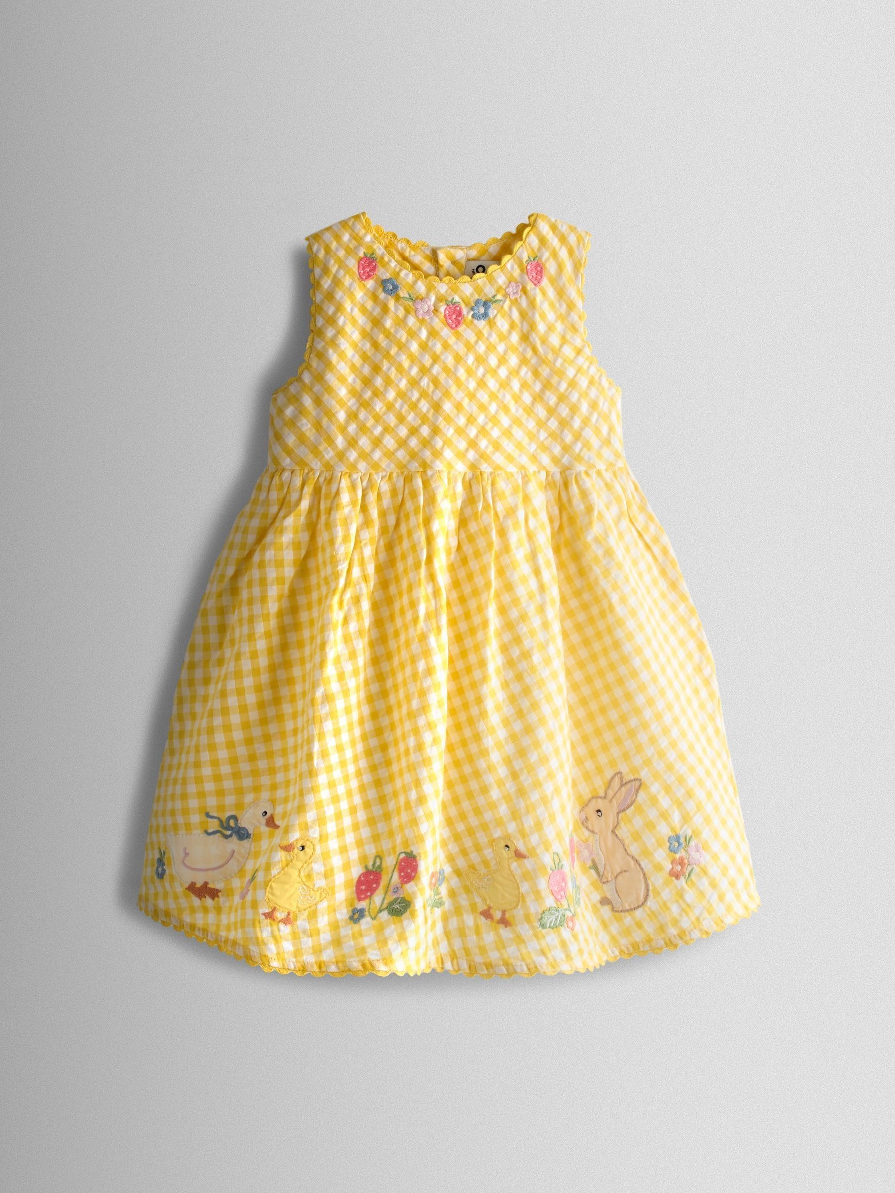 Yellow Appliqué Gingham Sleeveless Dress (V02453) | $43 - $48