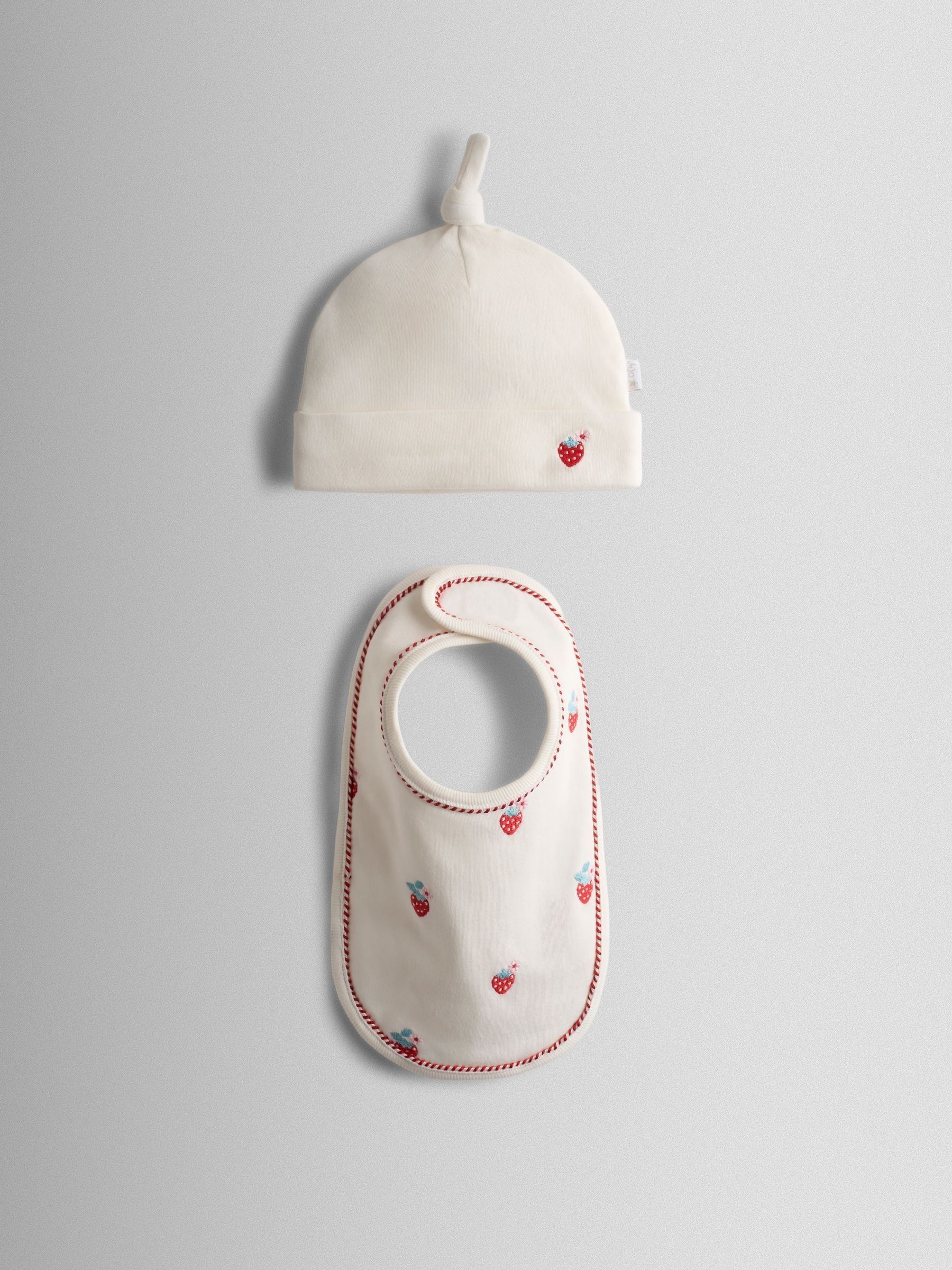 Red Strawberry Embroidered Hat and Bib Set (V02481) | $21