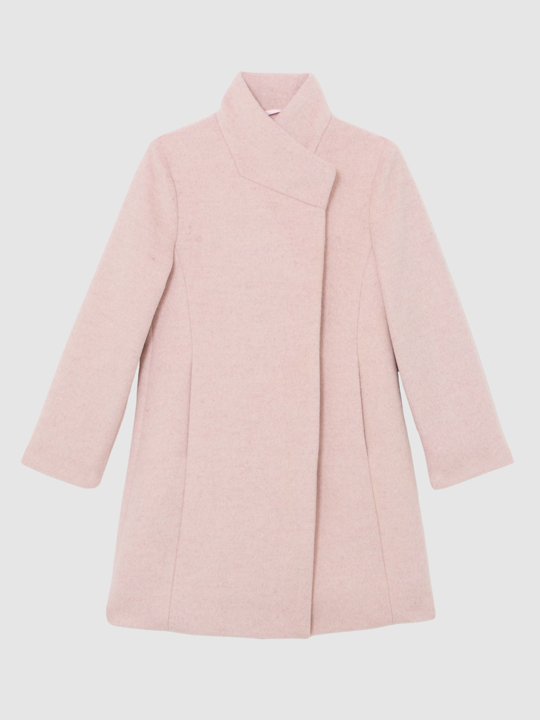 13-14 yrs Wool-Blend Funnel-Neck Coat in Pink (V02719) | $220