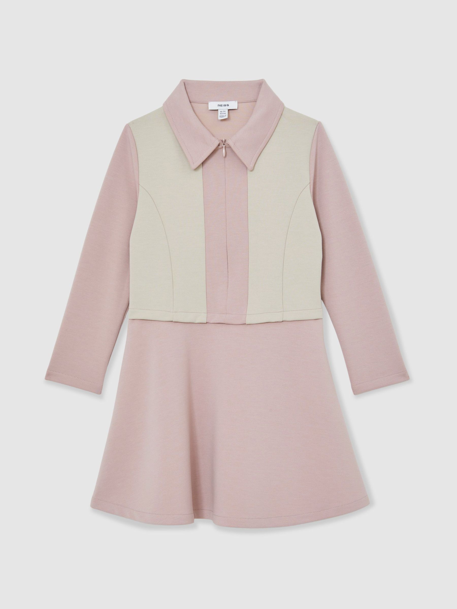 13-14 yrs Premium Interlock Colour-Block Dress in Neutral (V02722) | $90