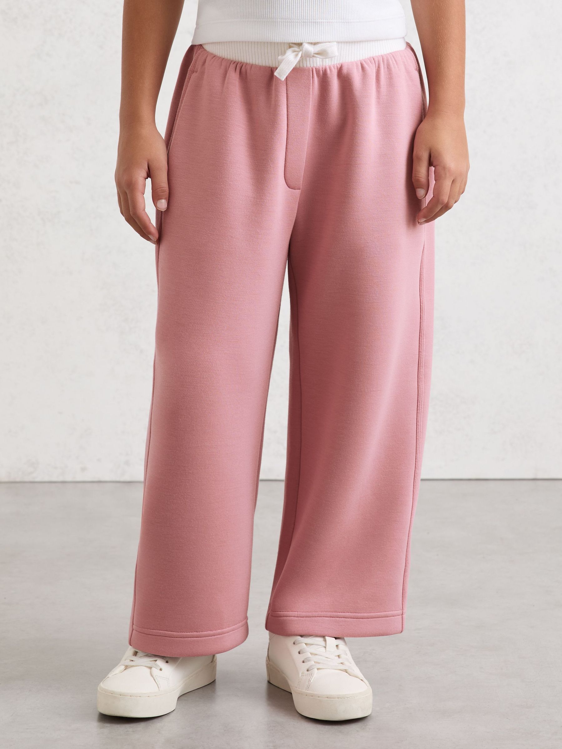9-13 yrs Wide-Leg Interlock Drawstring Joggers in Rose (V02752) | $70