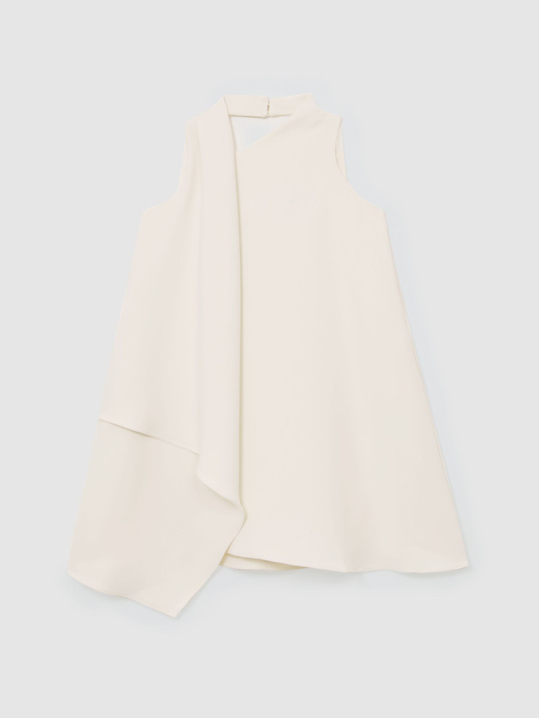 13-14 yrs Draped Sleeveless Shift Dress in Ivory (V04114) | $165