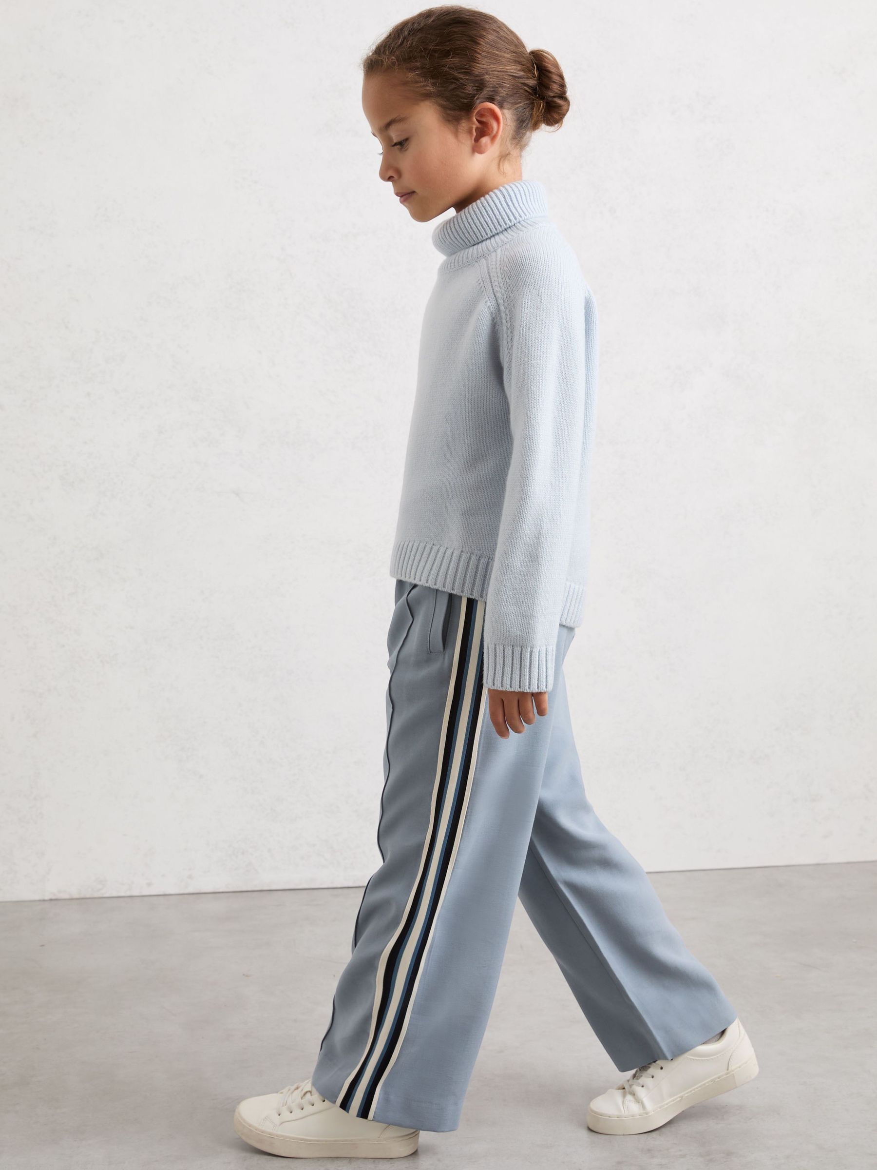 3-9 yrs Cotton Blend Side Stripe Trousers in Blue (V06373) | $75