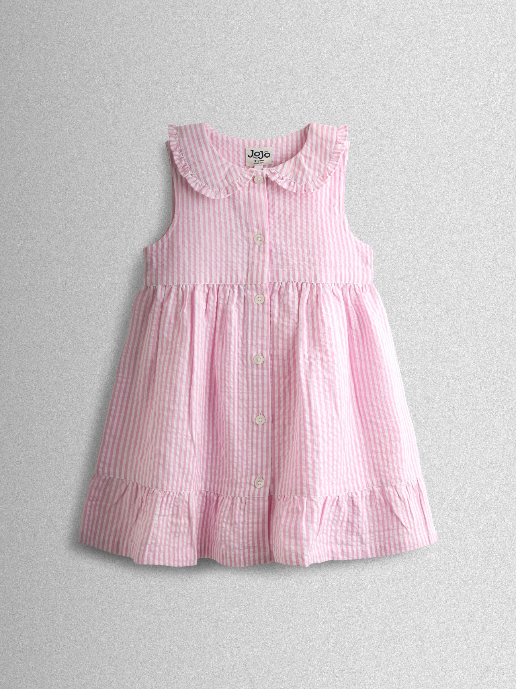 Pink Collared Sleeveless Button Through Dress (V08988) | $33 - $38