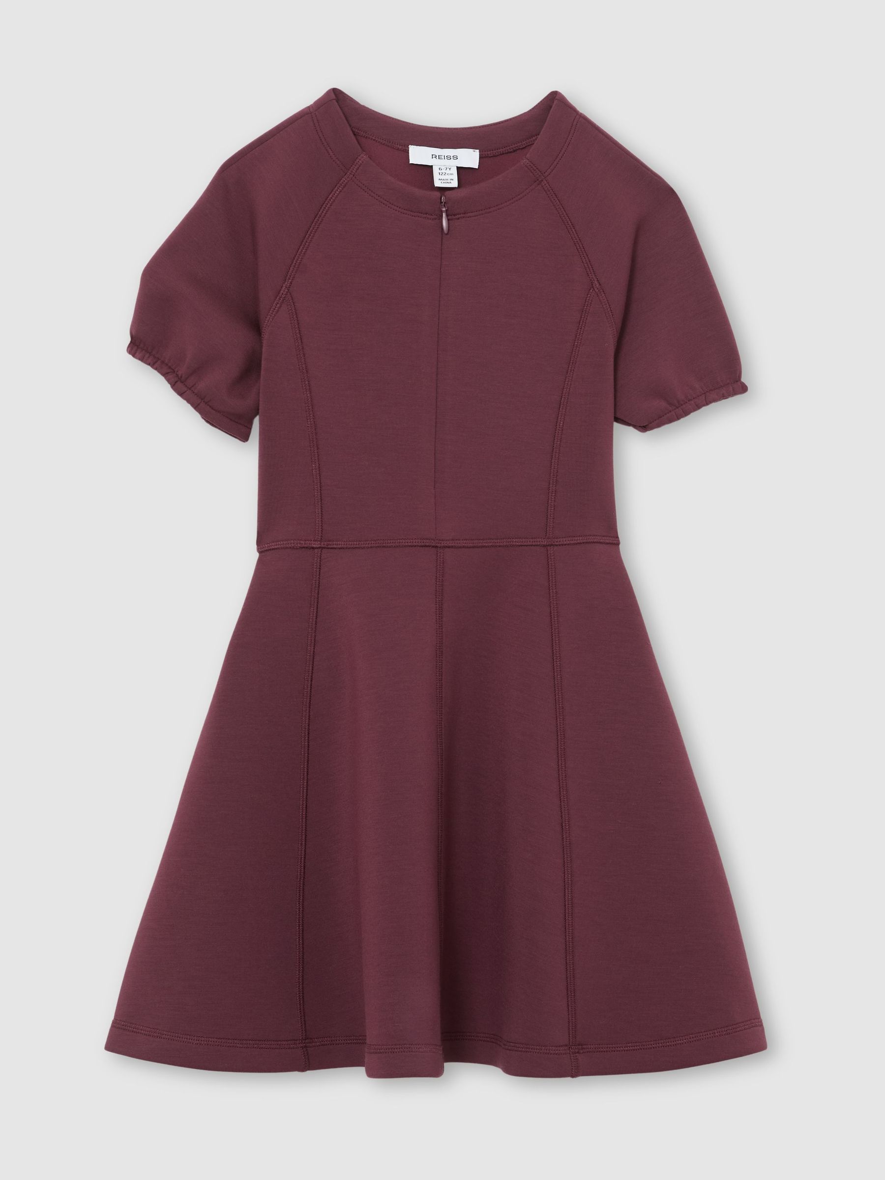 Premium Interlock-Jersey Dress in Burgundy (V10490) | 70 €
