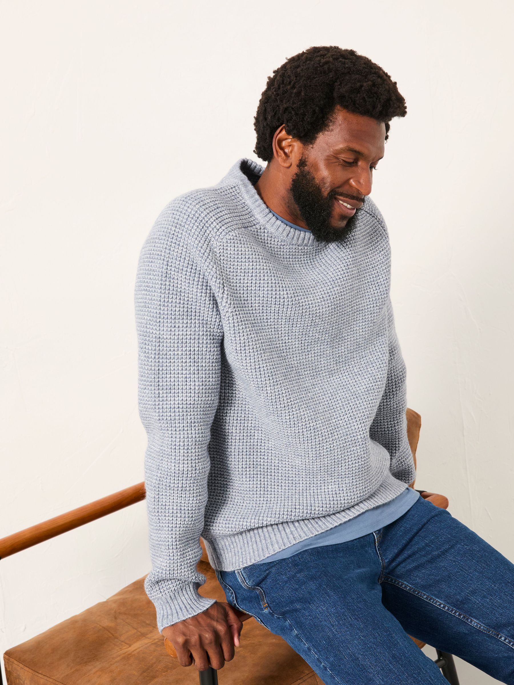 Bourton Light Blue Knitted Crew Neck Jumper (V12366) | €72.50