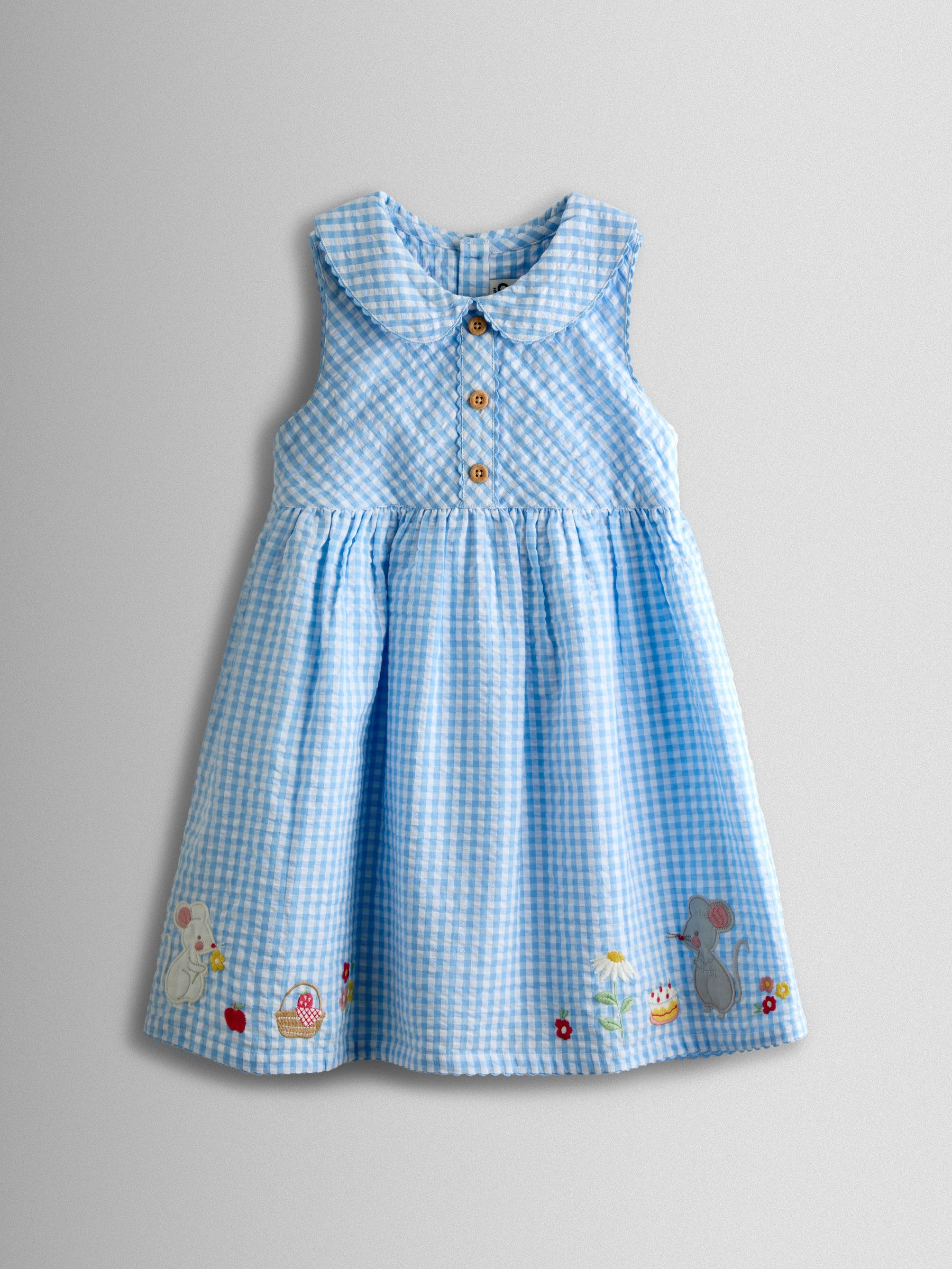 Blue Appliqué Mouse Collared Sleeveless Dress (V14079) | $43 - $48