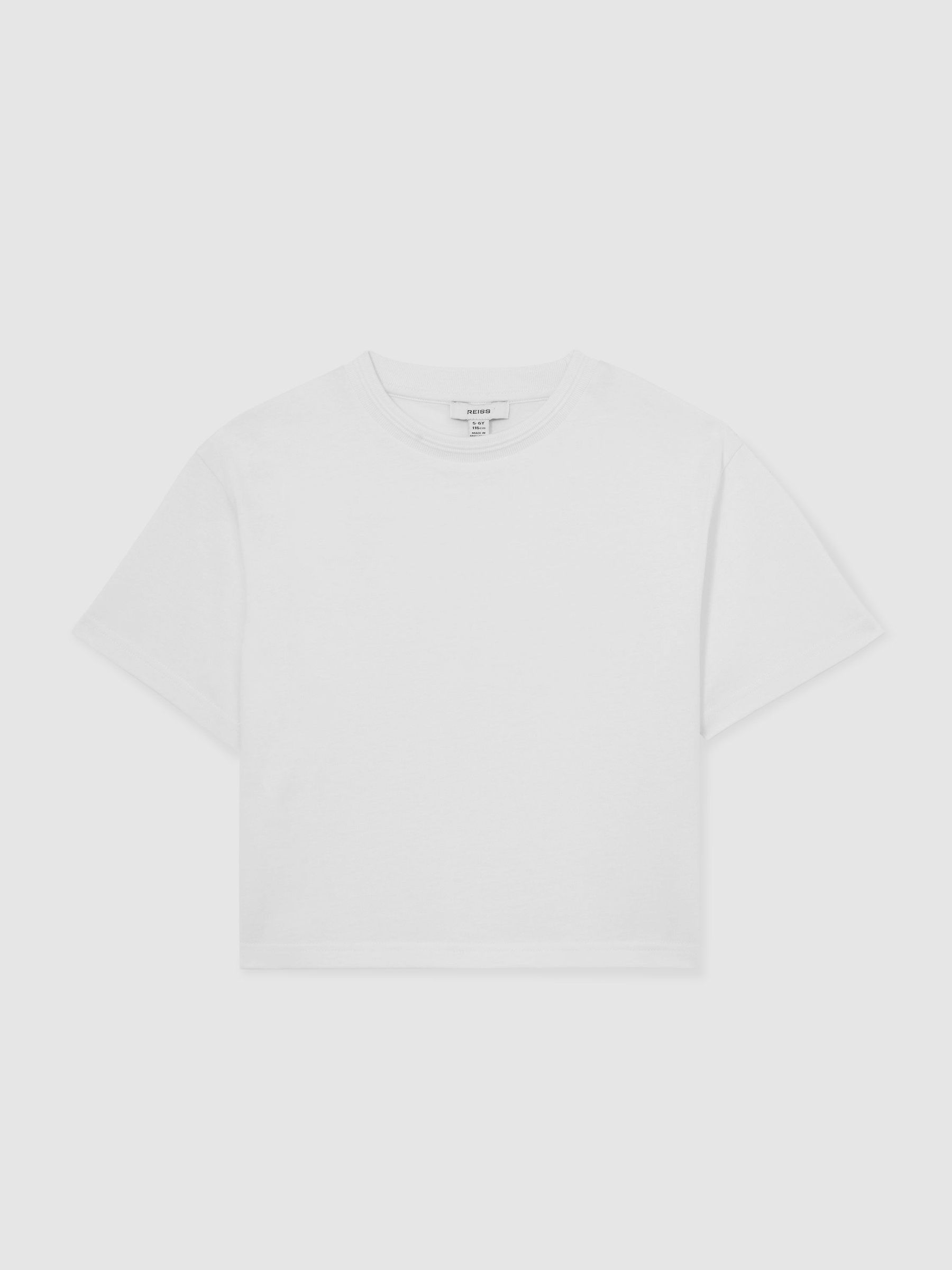 13-14 yrs Cotton Ribbed-Neck Oversized T-Shirt in Ivory (V16006) | €25