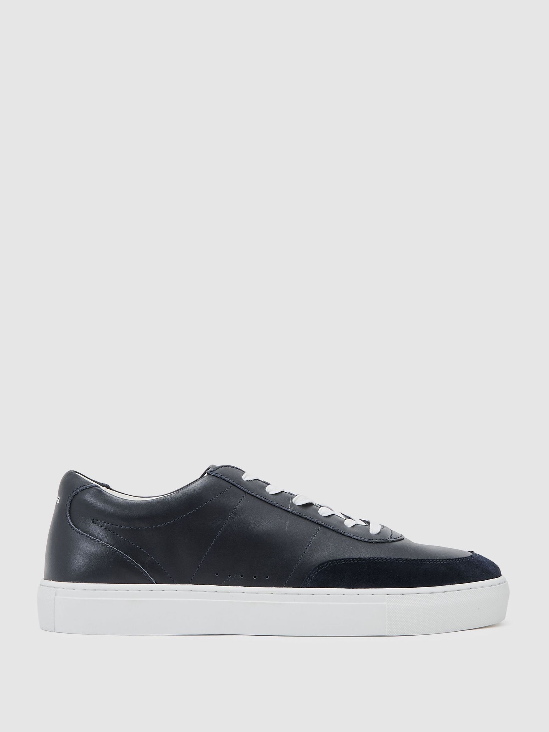 Bonded-Leather Low-Top Trainers in Dark Navy (V16008) | €180