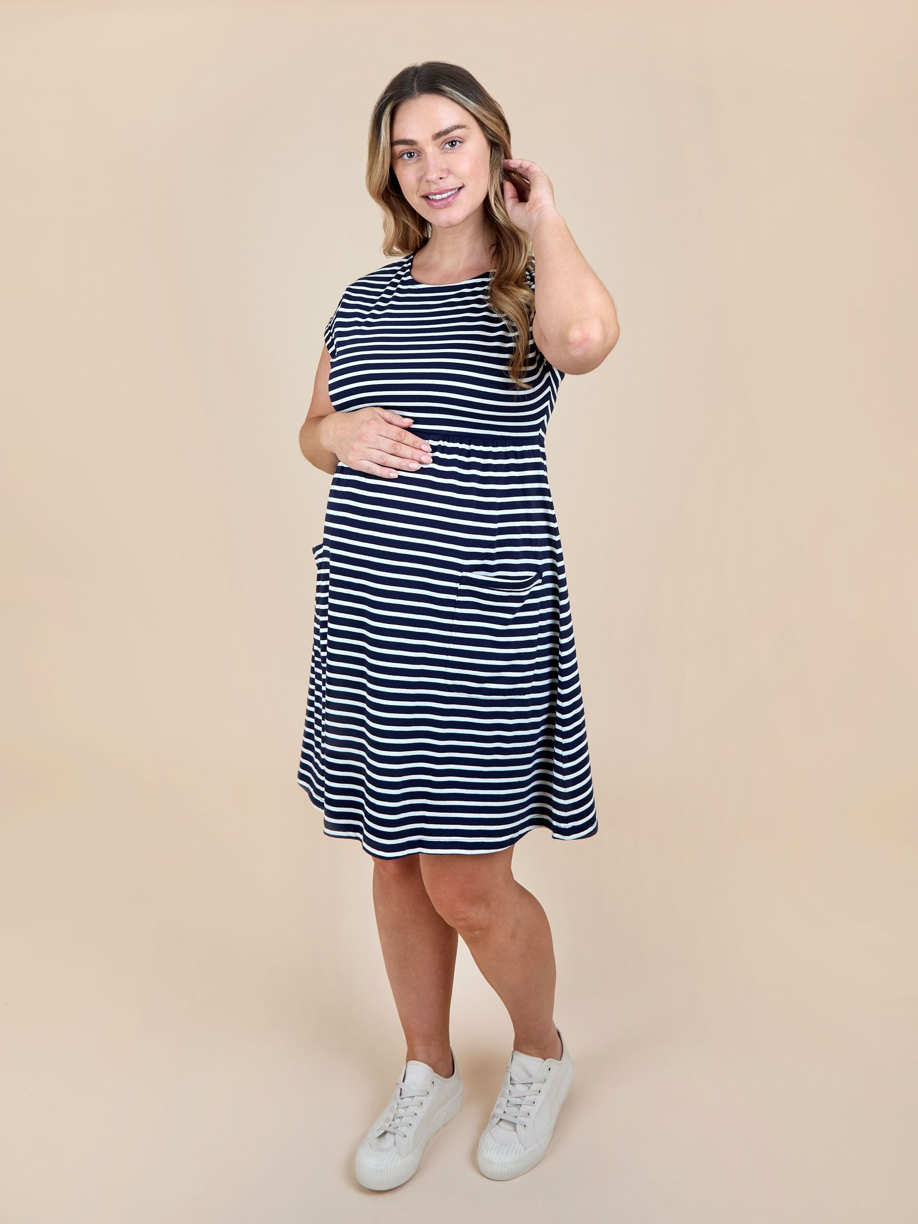 Blue Short Sleeve Pocket Detail T-Shirt Mini Dress (V17152) | $55