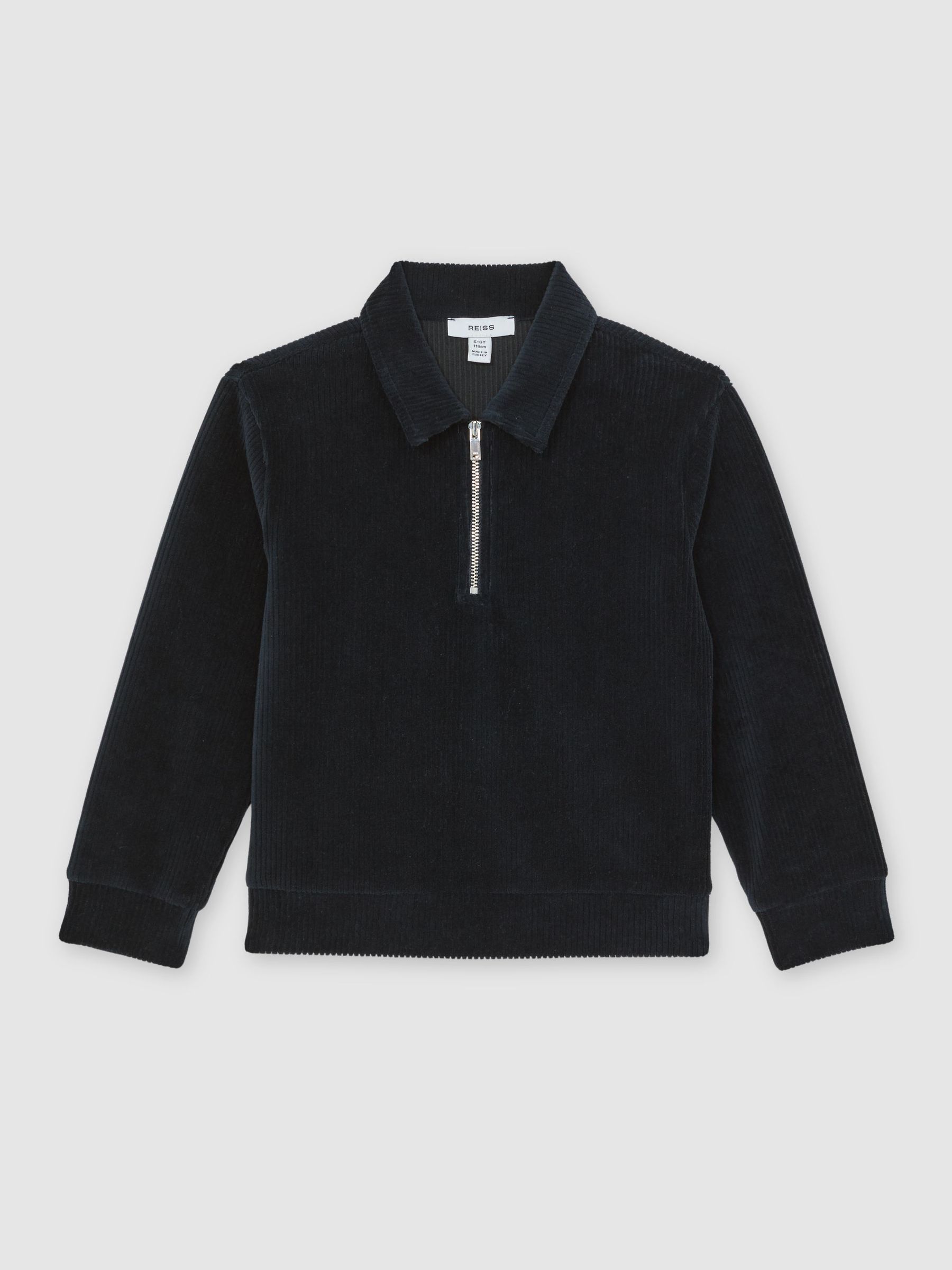 13-14 yrs Corduroy Half-Zip Polo Shirt in Navy Blue (V20352) | $80