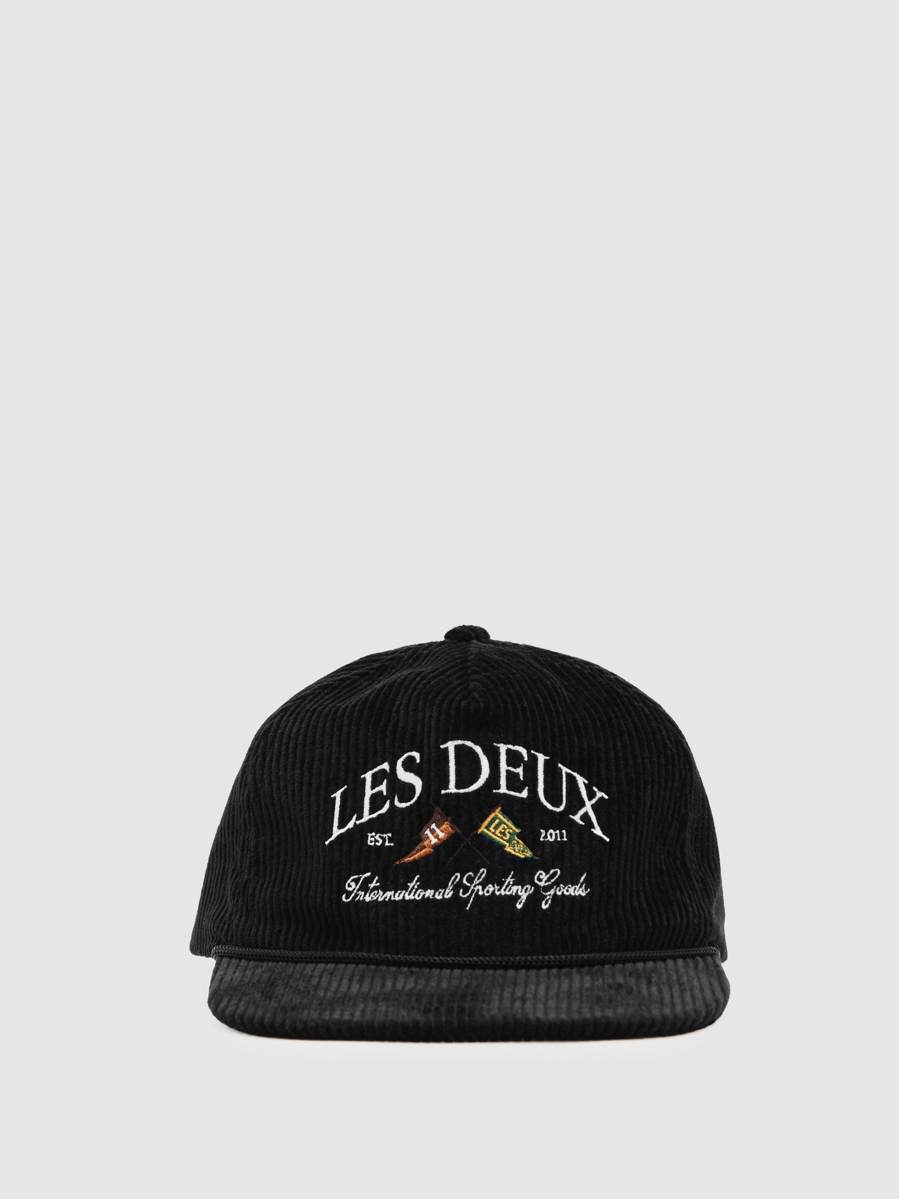 Les Deux Ivy League Corduroy Cap in Black (V20355) | $85