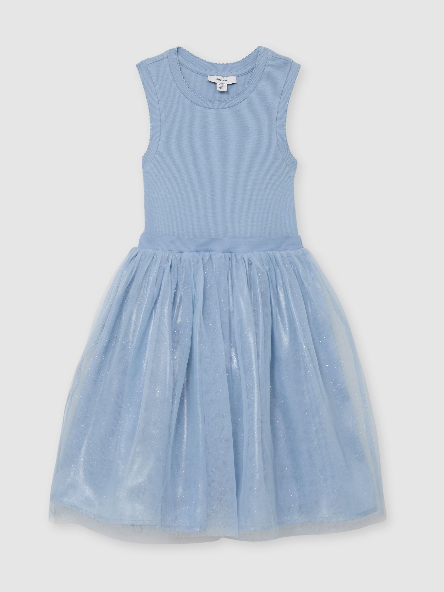 Jersey Tulle-Skirt Sleeveless Dress in Blue (V20367) | $85