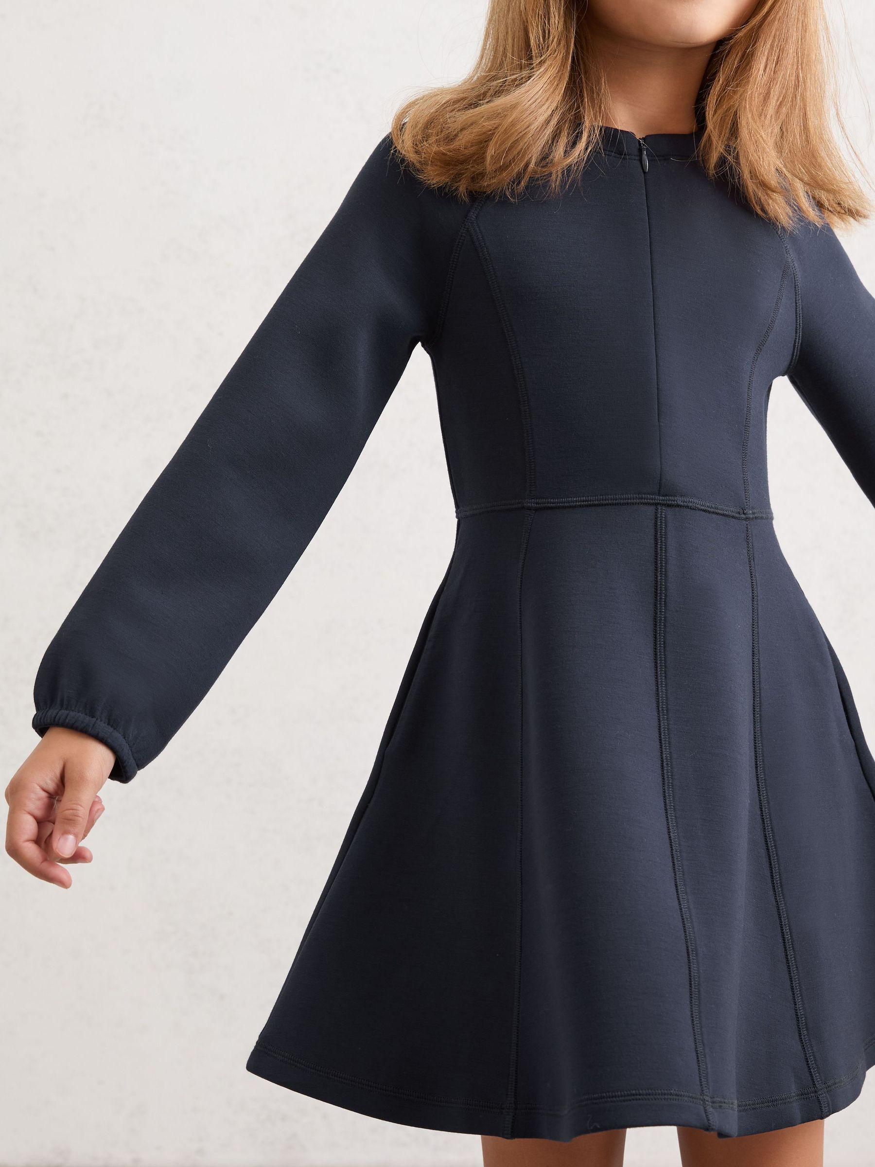 9-13 yrs Premium Interlock-Jersey Panelled Dress in Navy (V23821) | $90