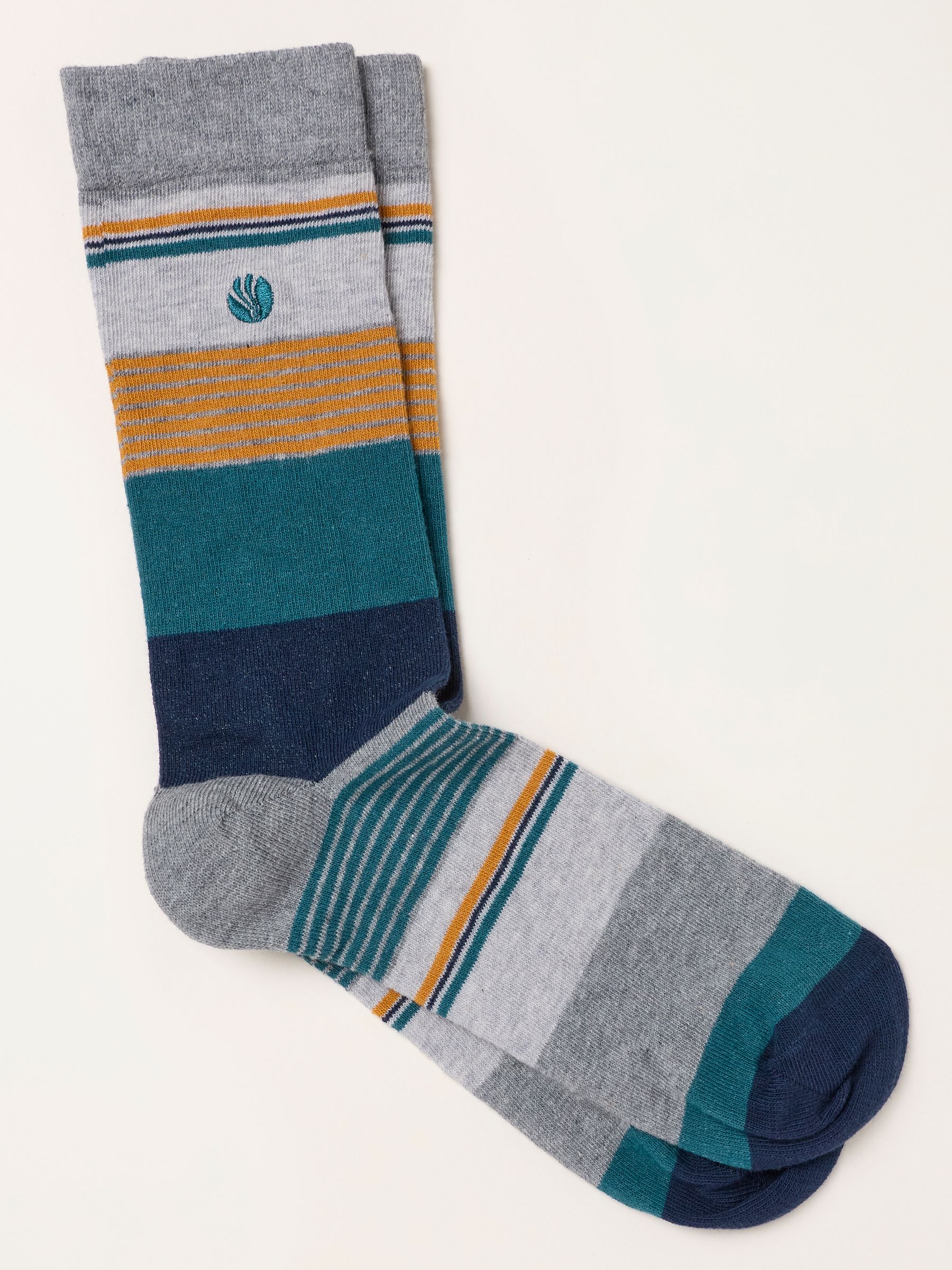 Grey - Regular Block Striped Socks