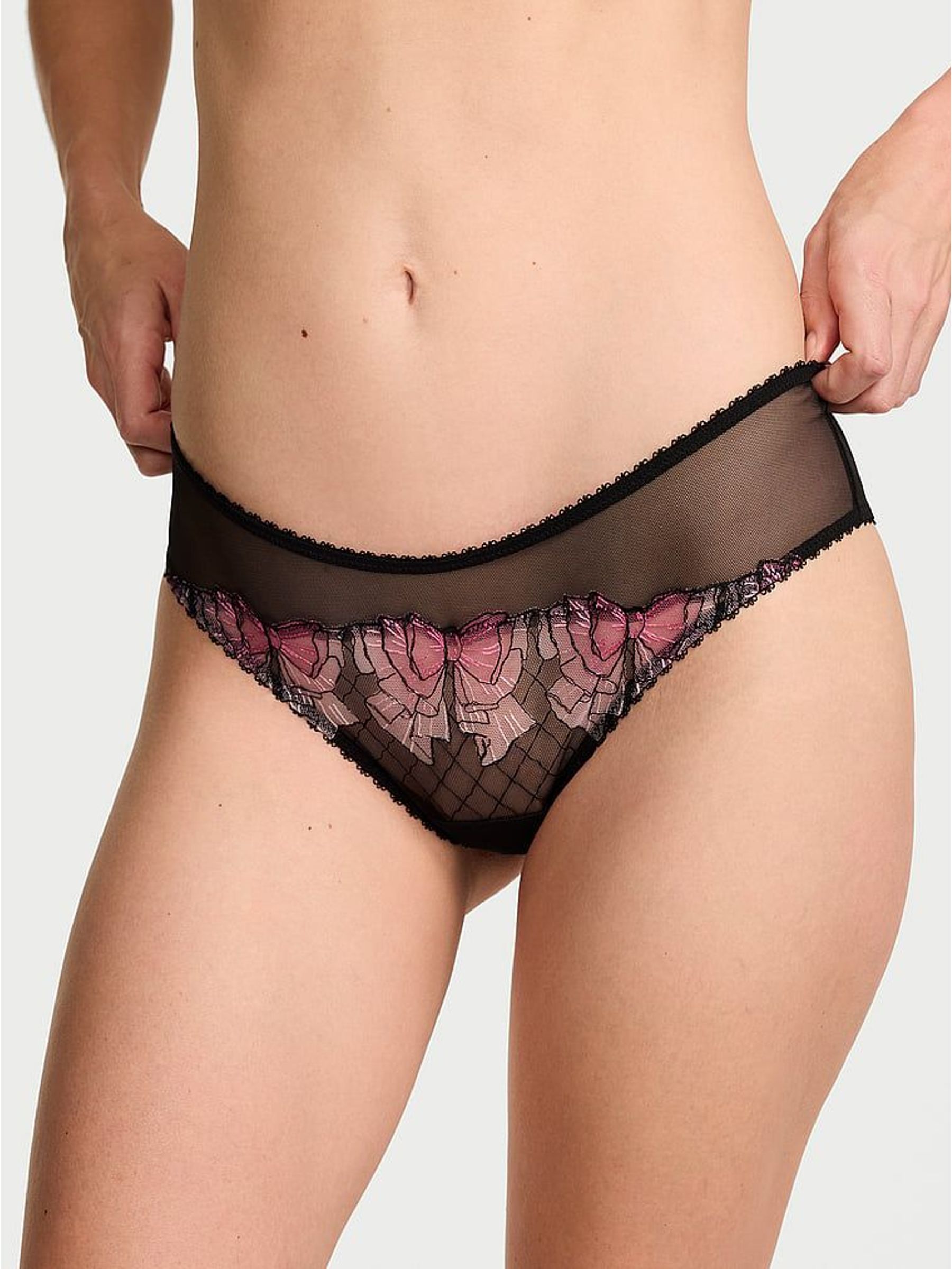 Black Cheeky Bow Embroidery Knickers (V31691) | €22.50