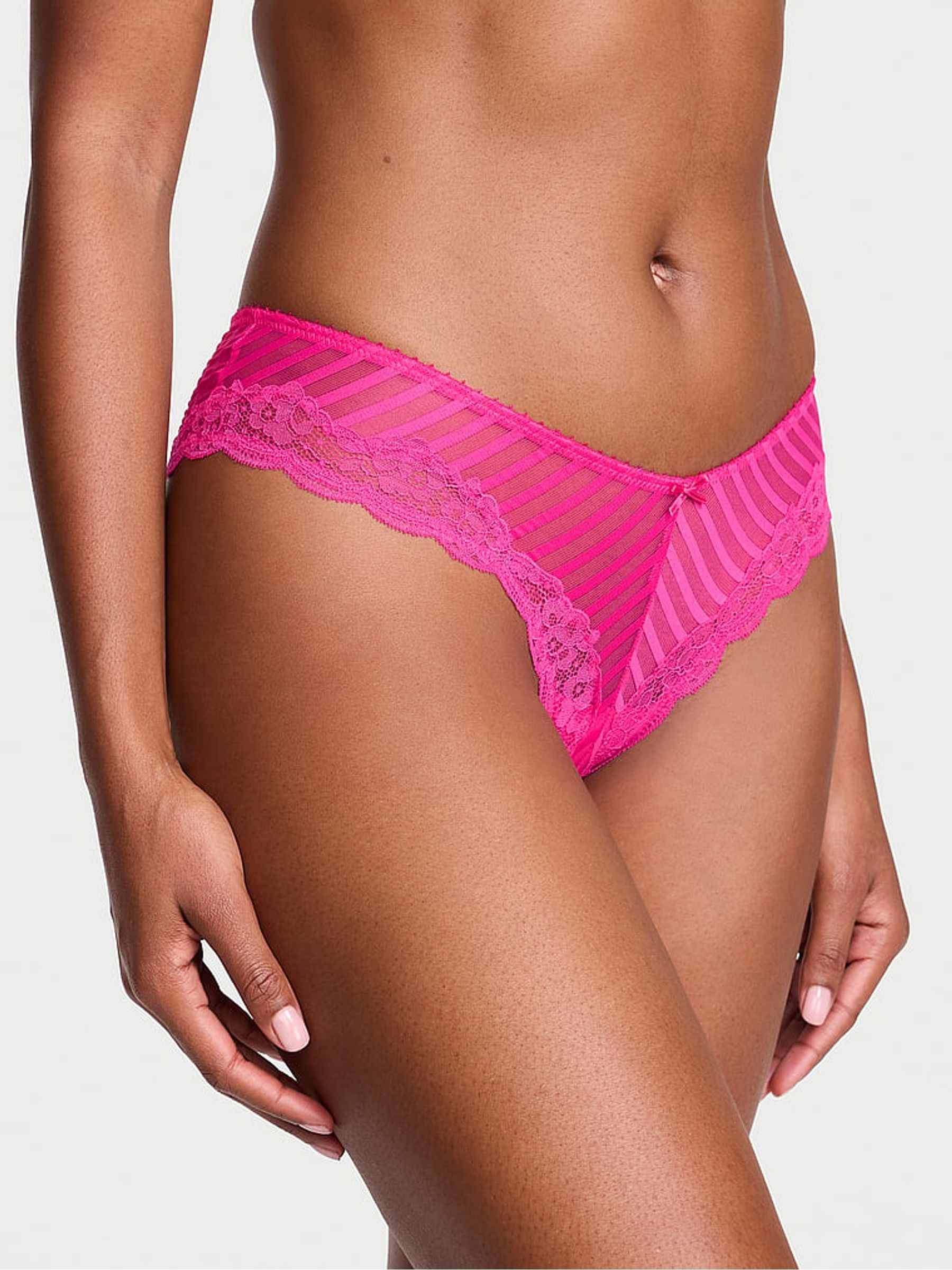 Enchanted Pink Cheeky Striped Lace Knickers (V31695) | €22.50