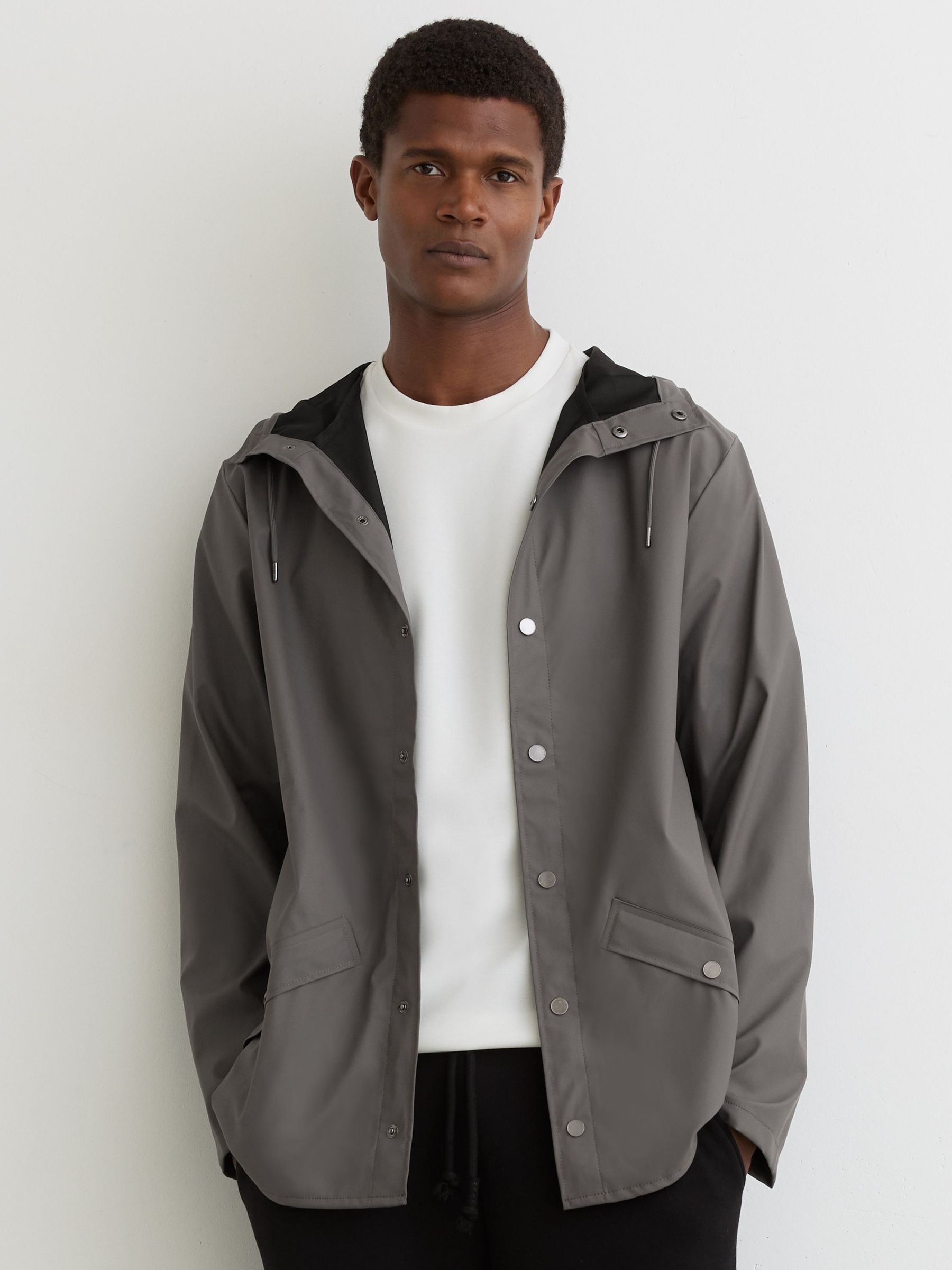 Rains Waterproof Hooded Rain Jacket in Grey (V32071) | AED535