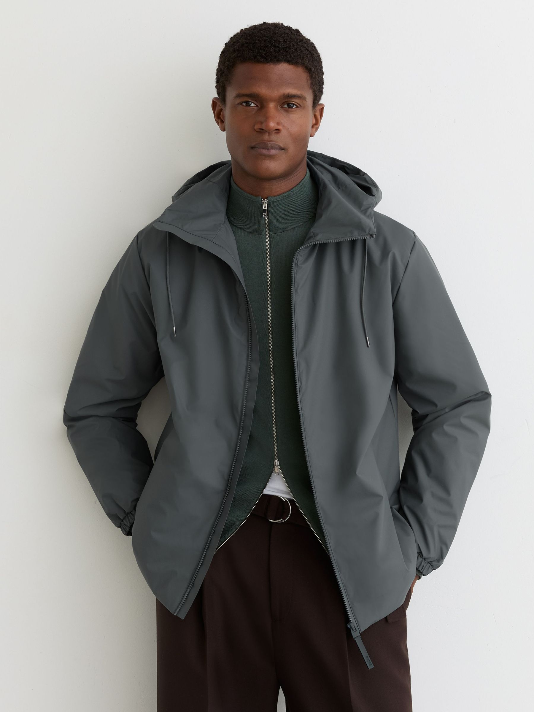 Rains Short Insulated Waterproof Jacket in Lagoon (V32097) | $305