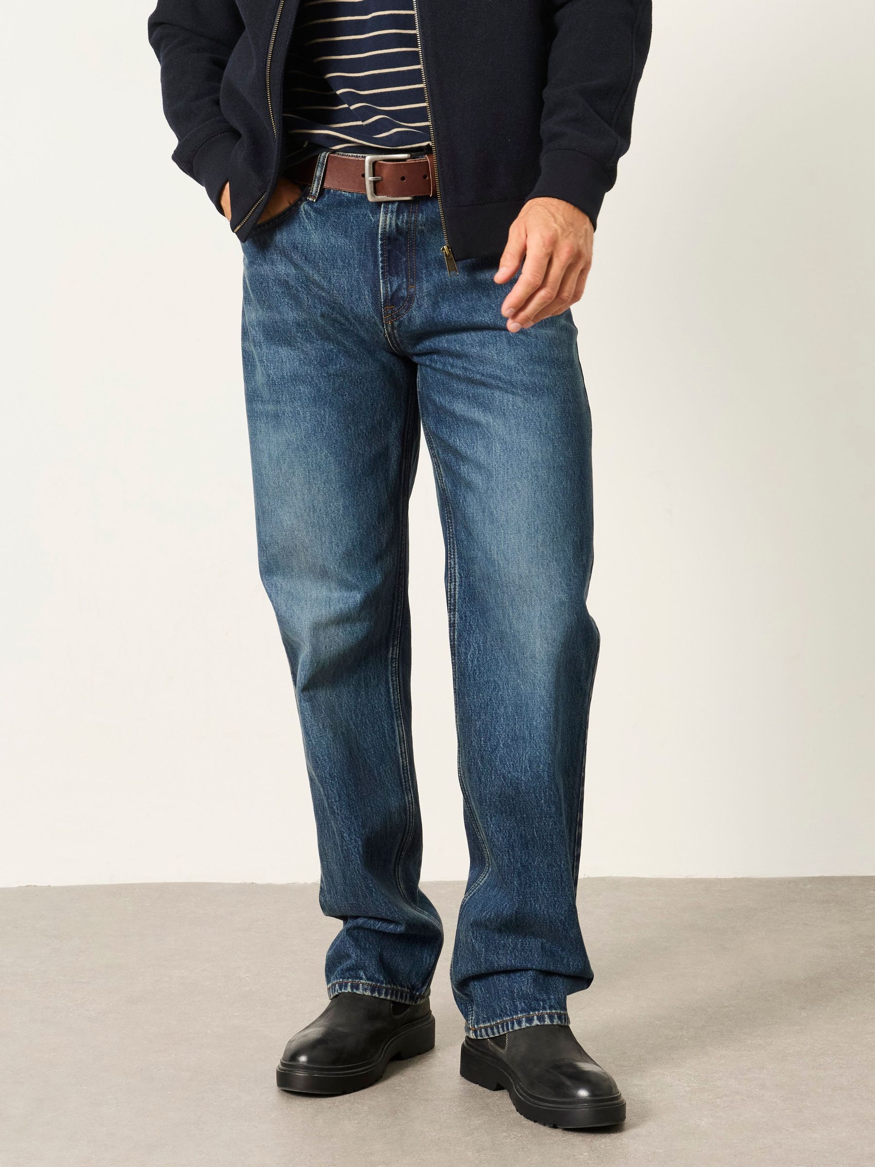 Indigo Blue - Regular Relaxed Straight Fit Jeans
