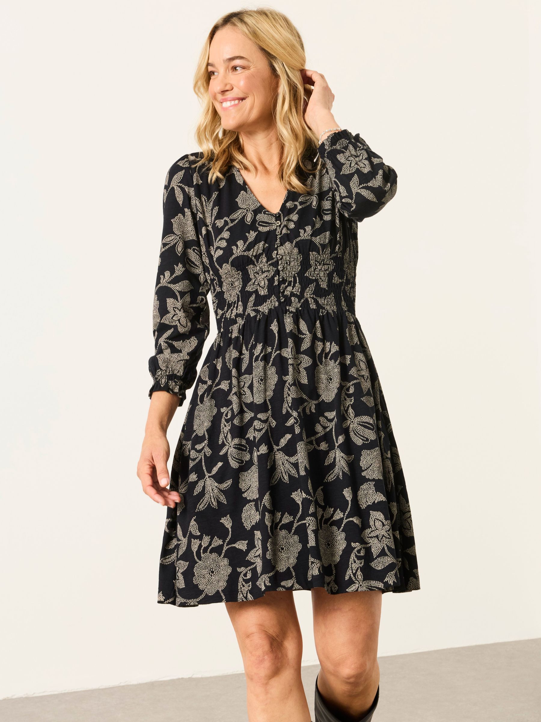 Black Dot Floral - Jersey Dress