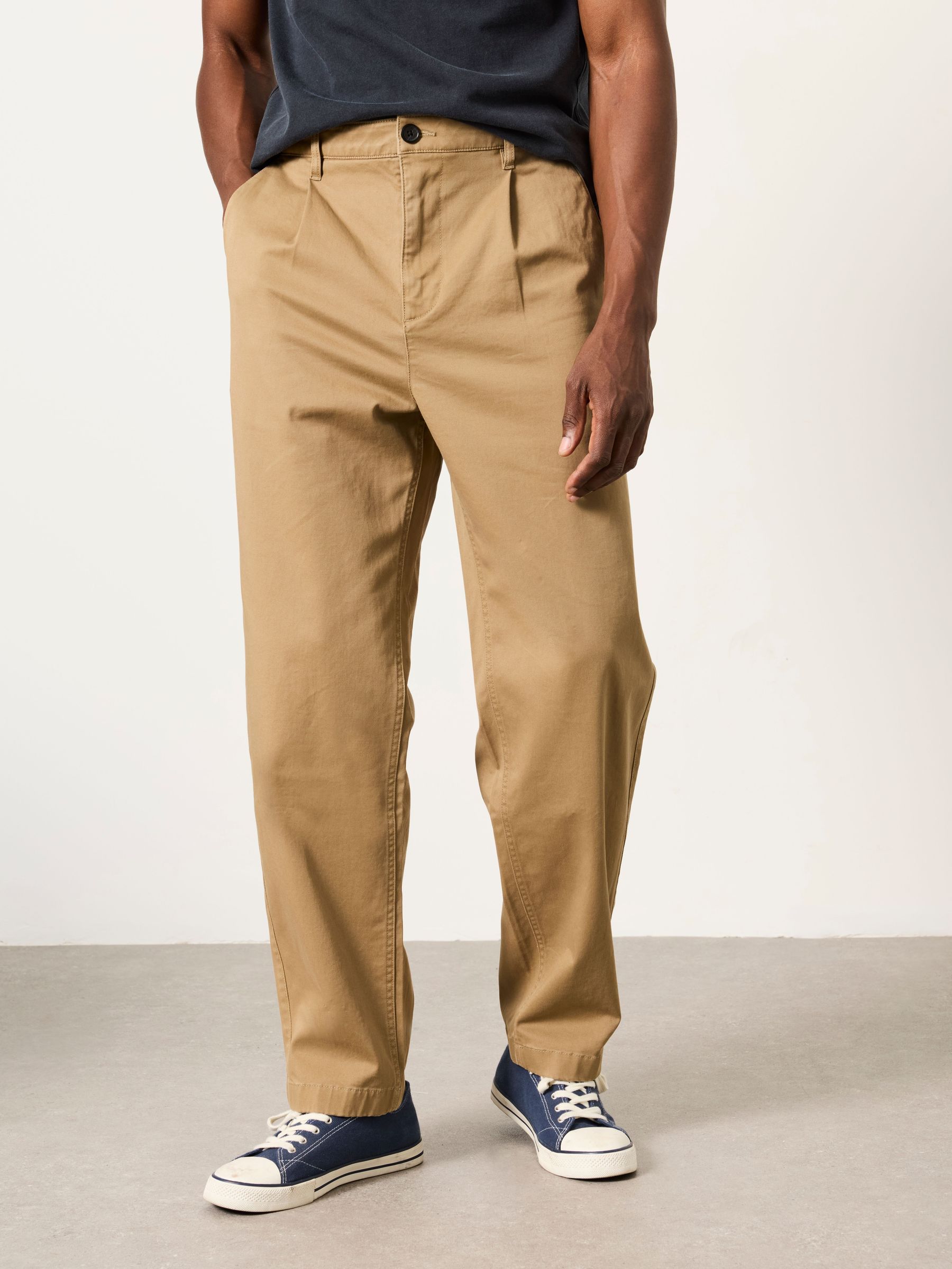 Stone - Regular Perth Pleat Front Chinos