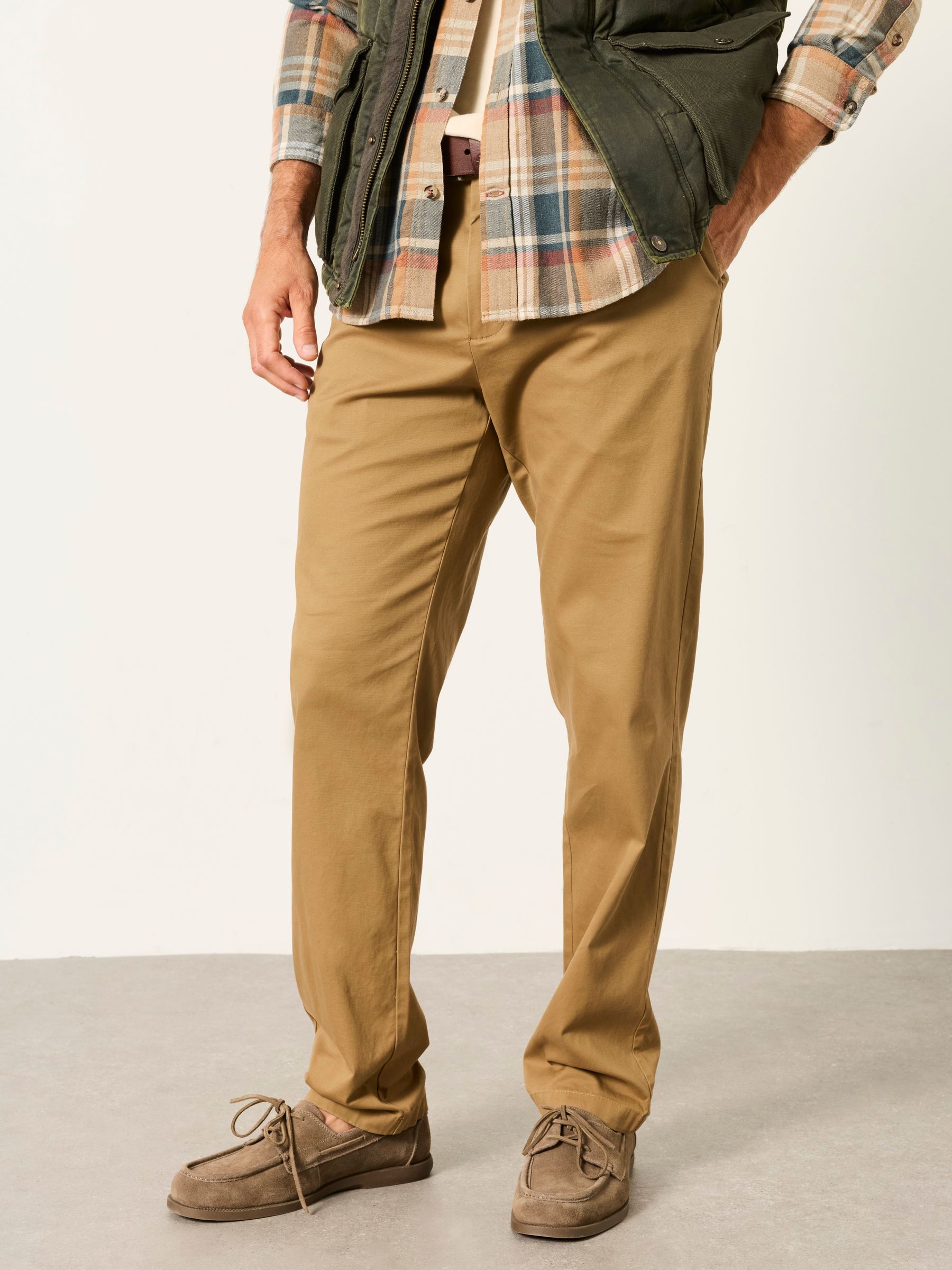 Stone - Regular Tailored Fit Smart Chino Trousers