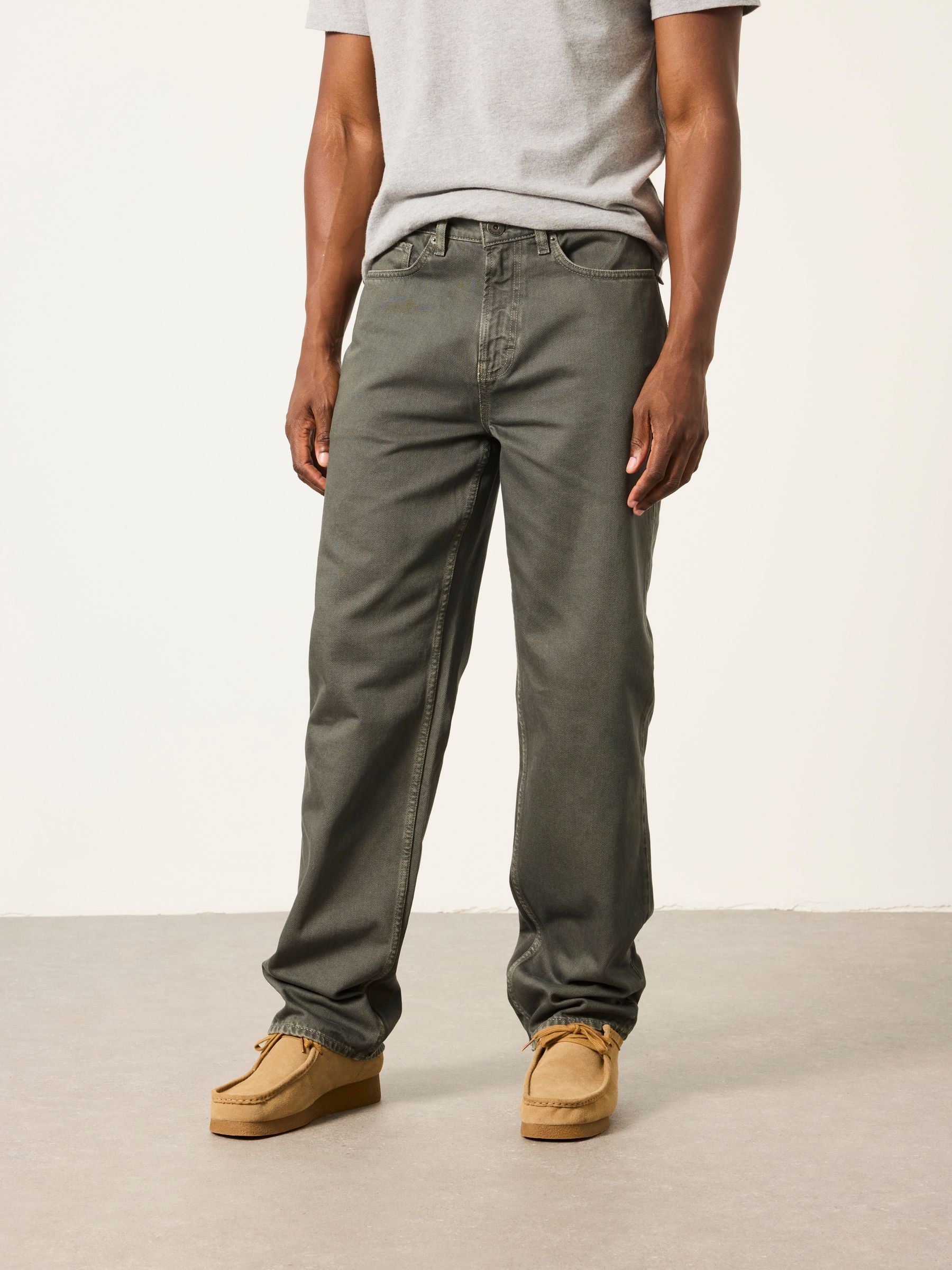 Dark Green - Regular Relaxed Straight Fit Jeans