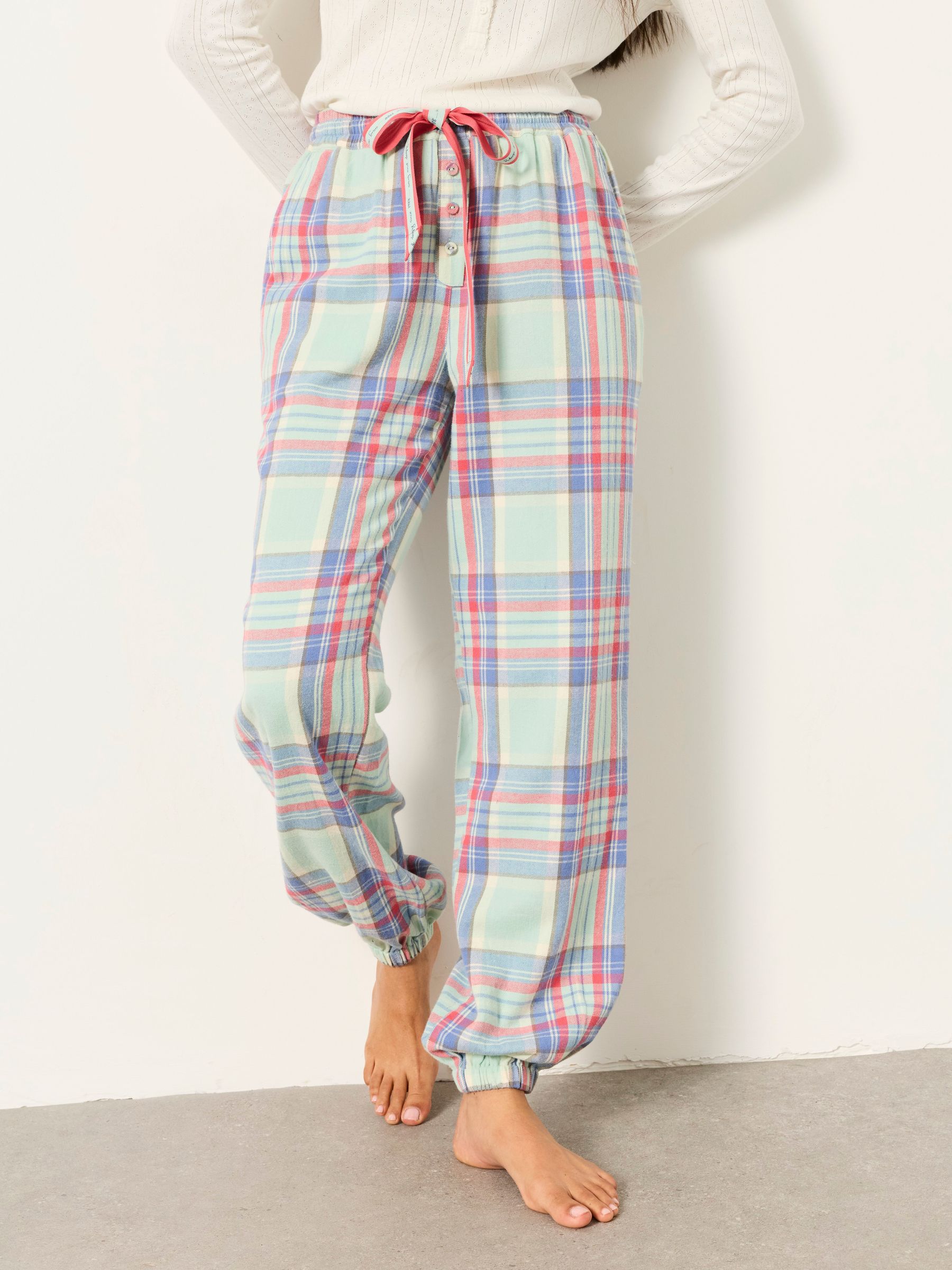 Light Green - Check Cuffed Pyjama Bottoms