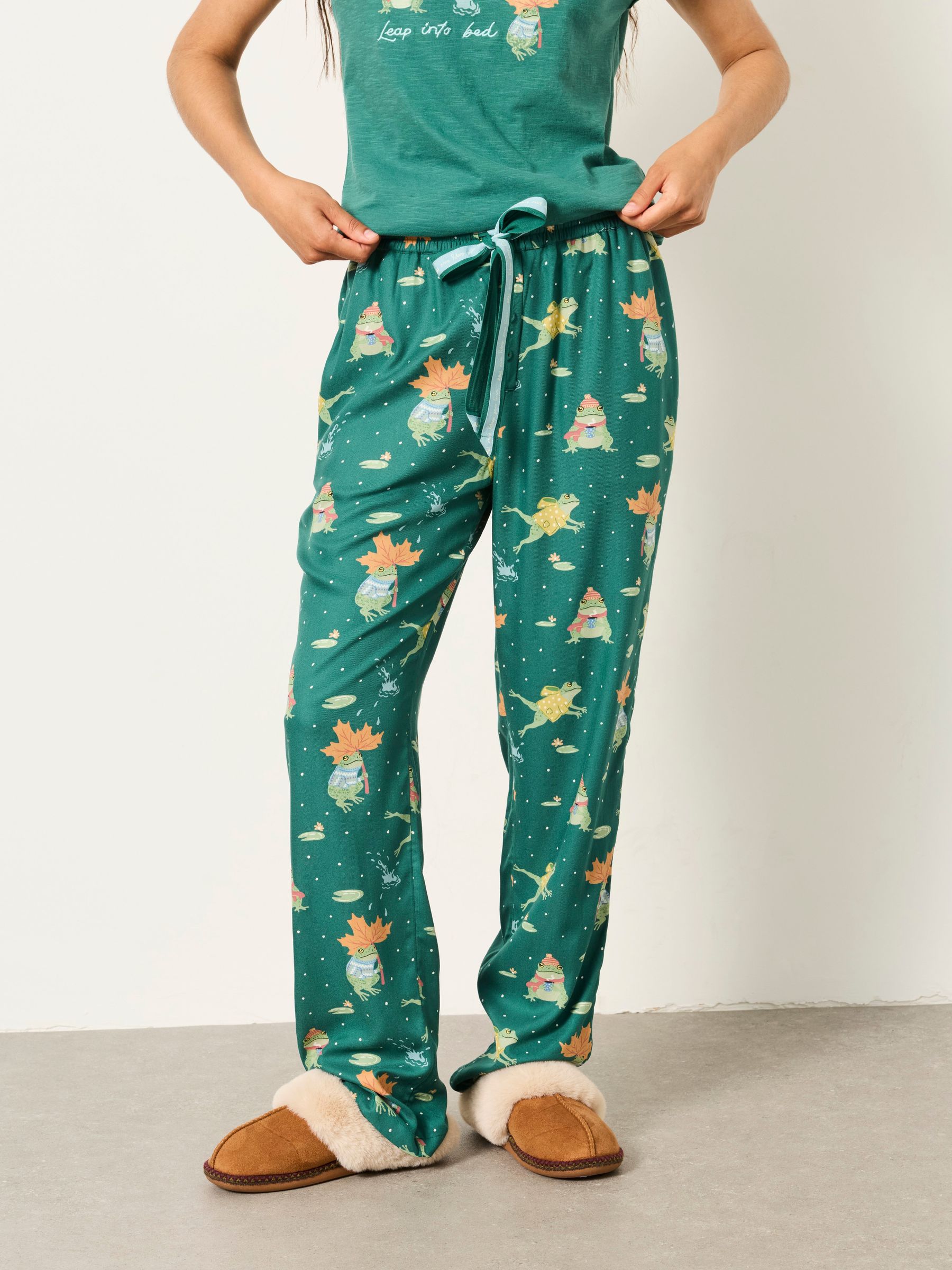 Teal Blue Frog - Relaxed Fit Pyjama Bottoms