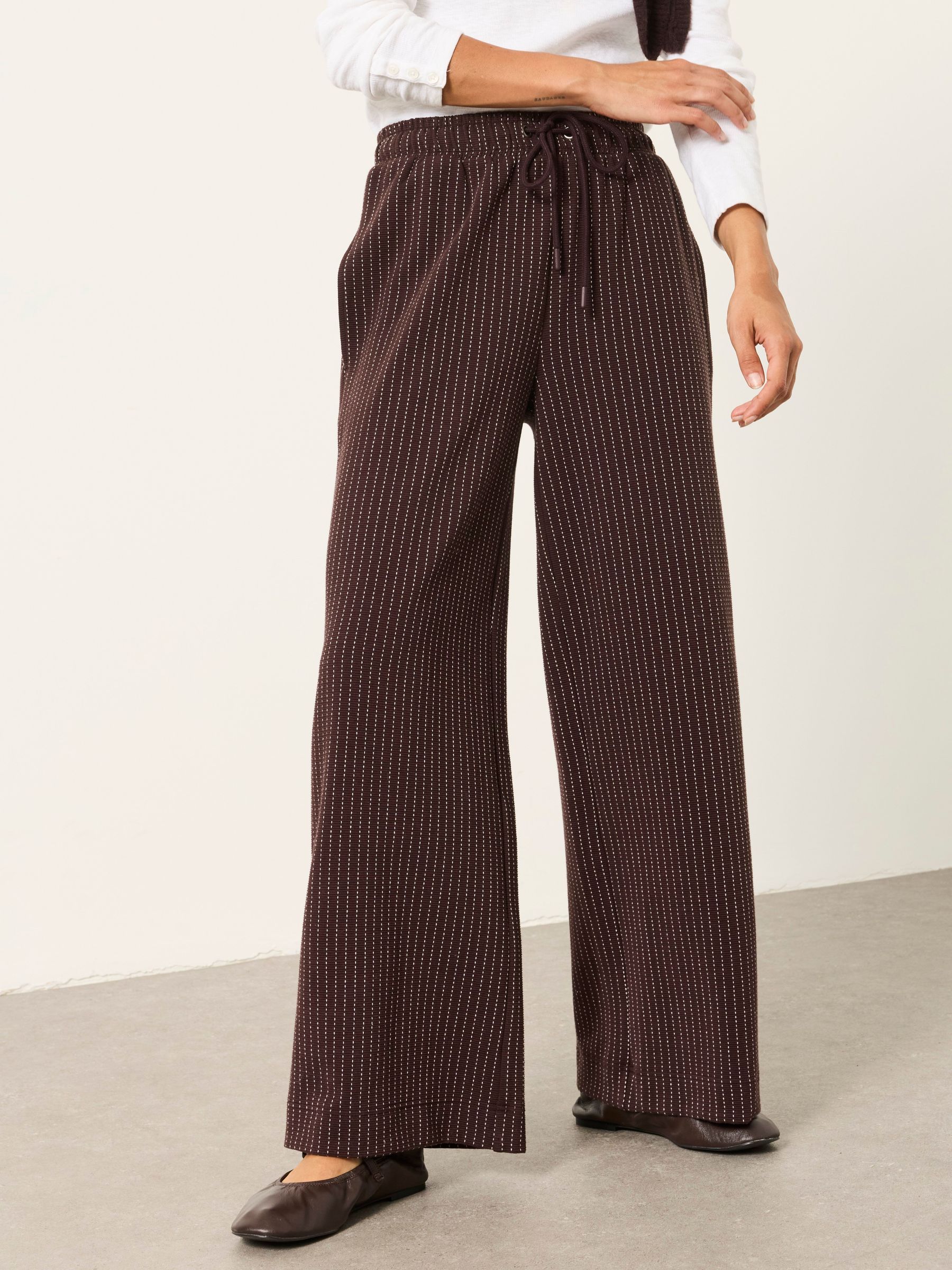 Brown - Jersey Stripe Trousers