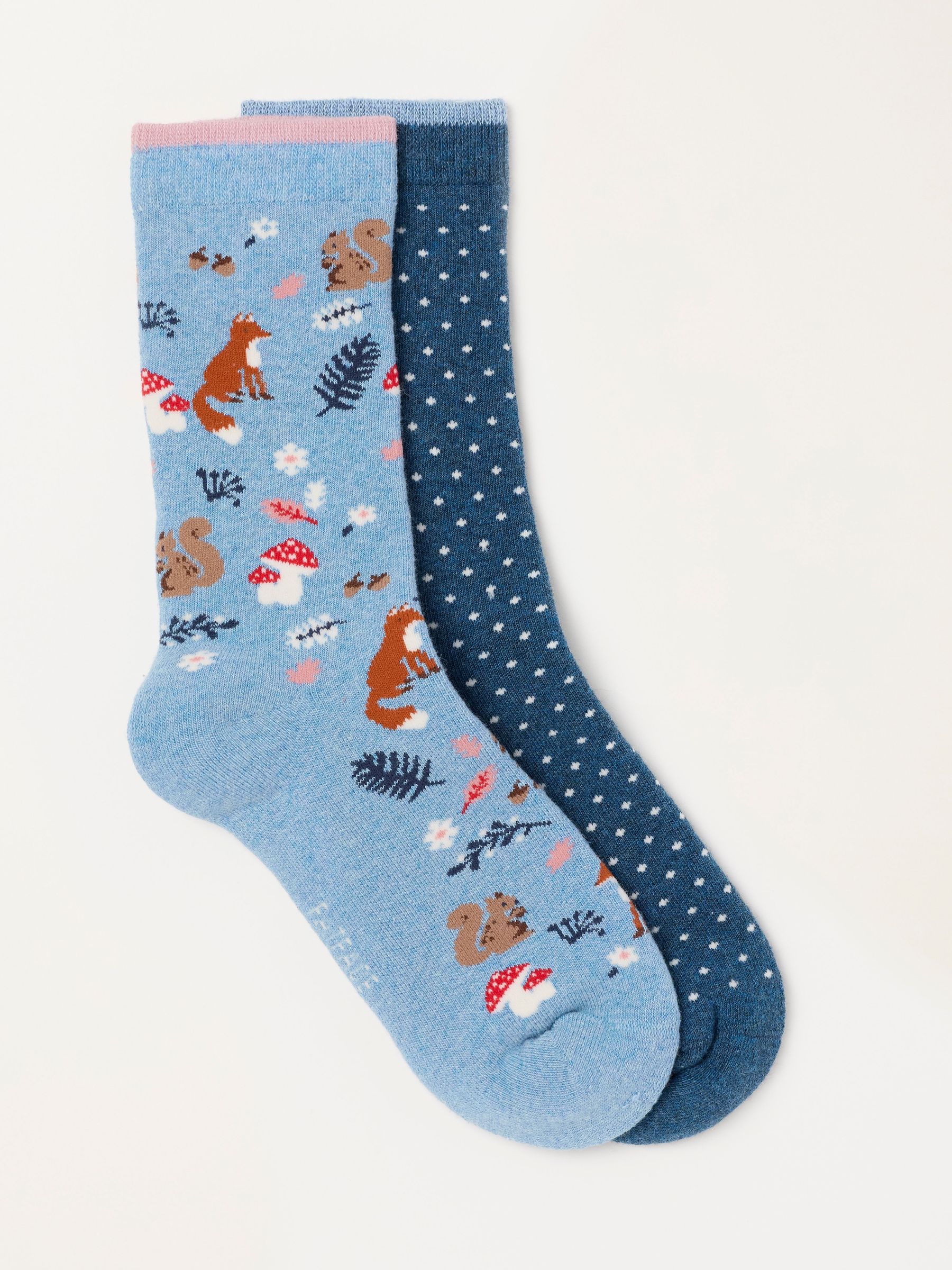 Blue - 2 Pairs Of Woodland Welly Socks