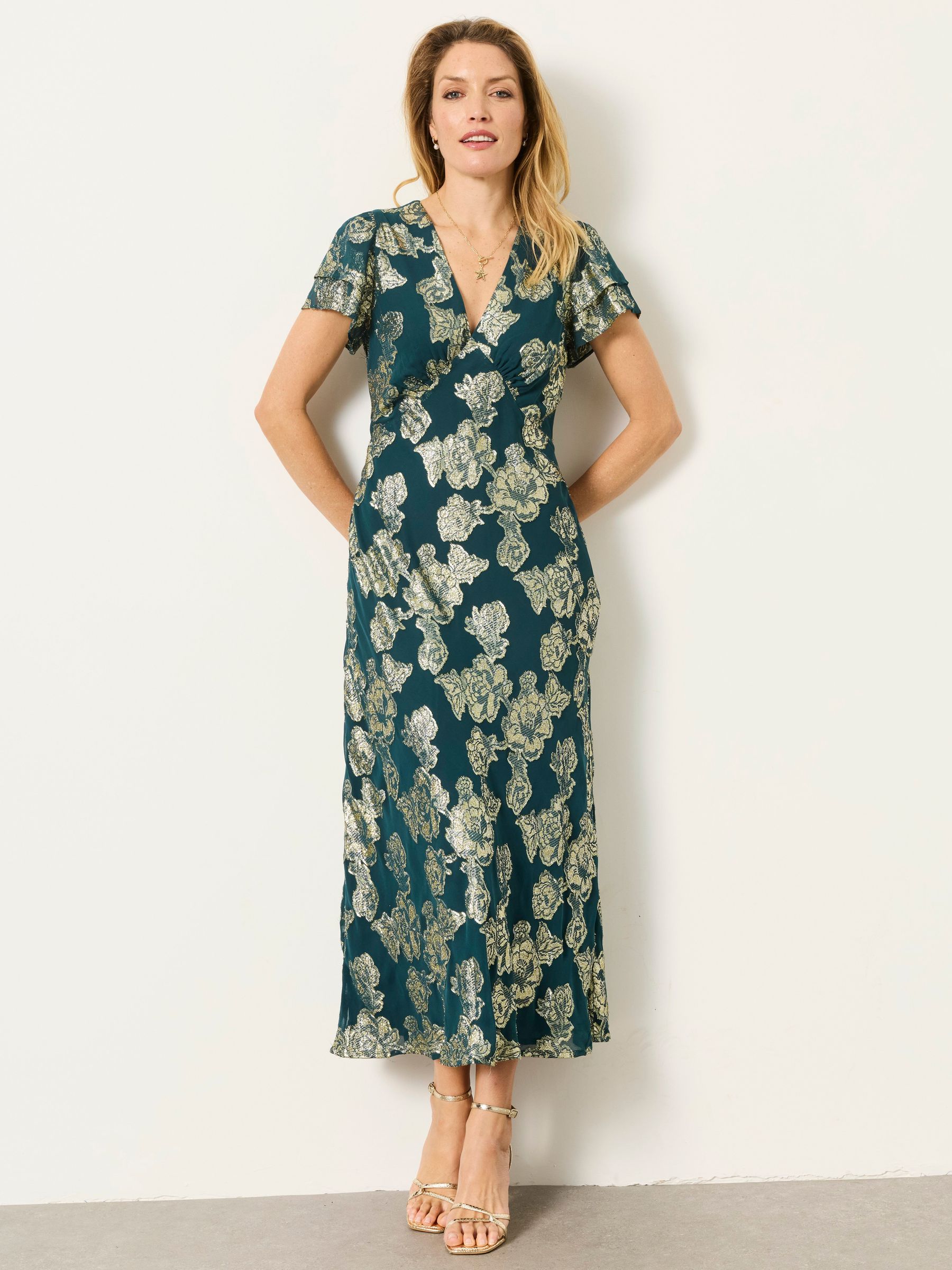 Teal Blue - Metallic Dress
