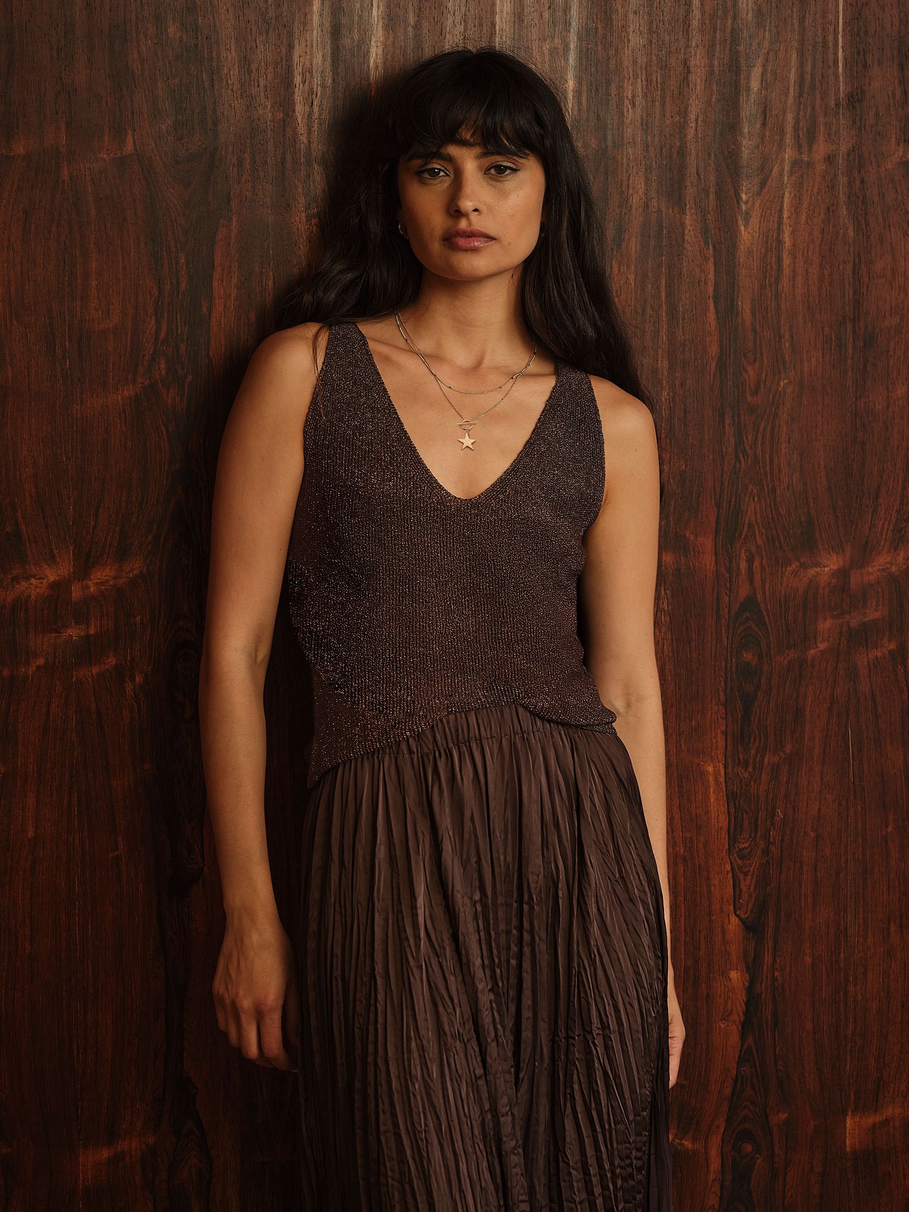 Bronze Metallic - Knit Vest Top