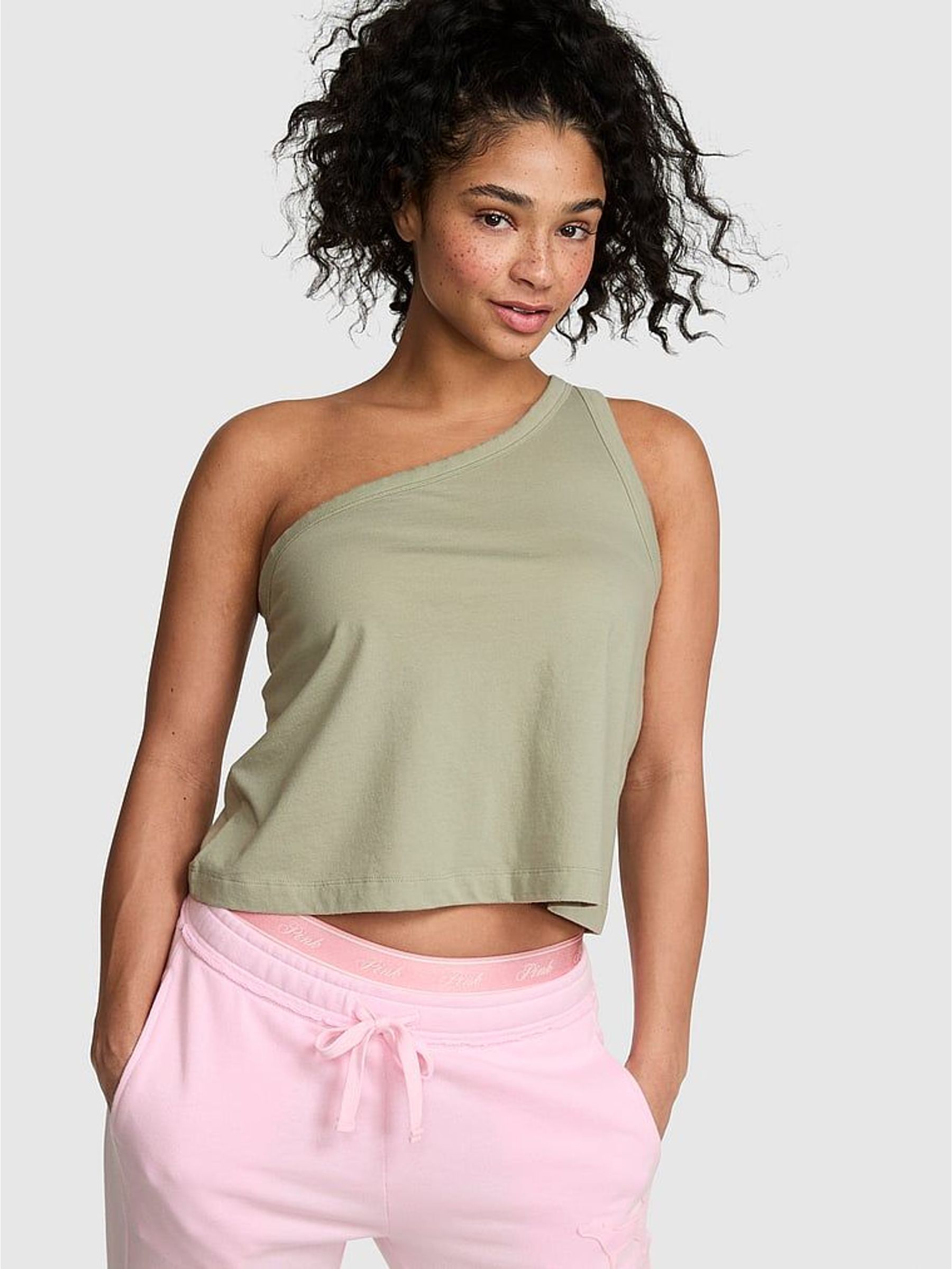 Slate Green - Jersey One Shoulder Top