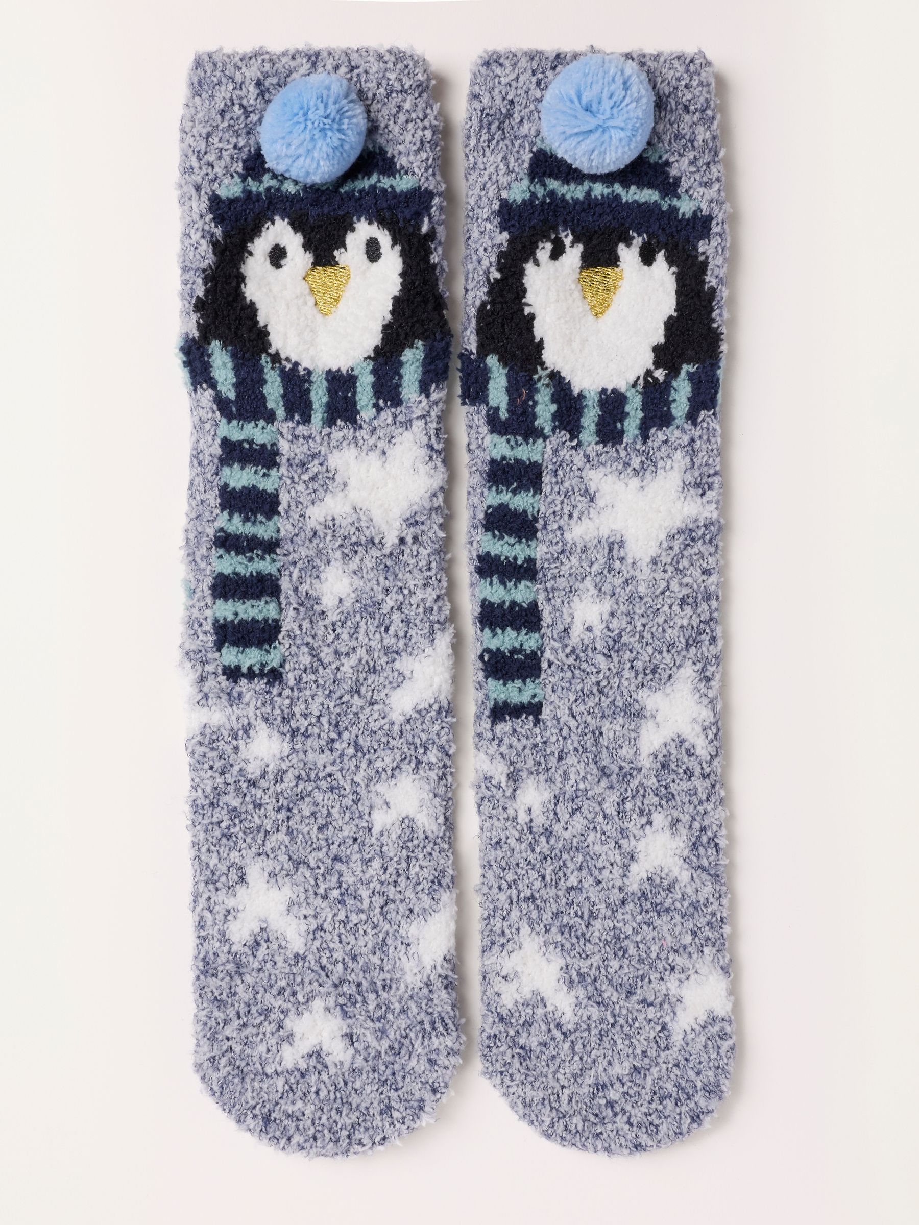 Blue - Penguin Fluffy Socks