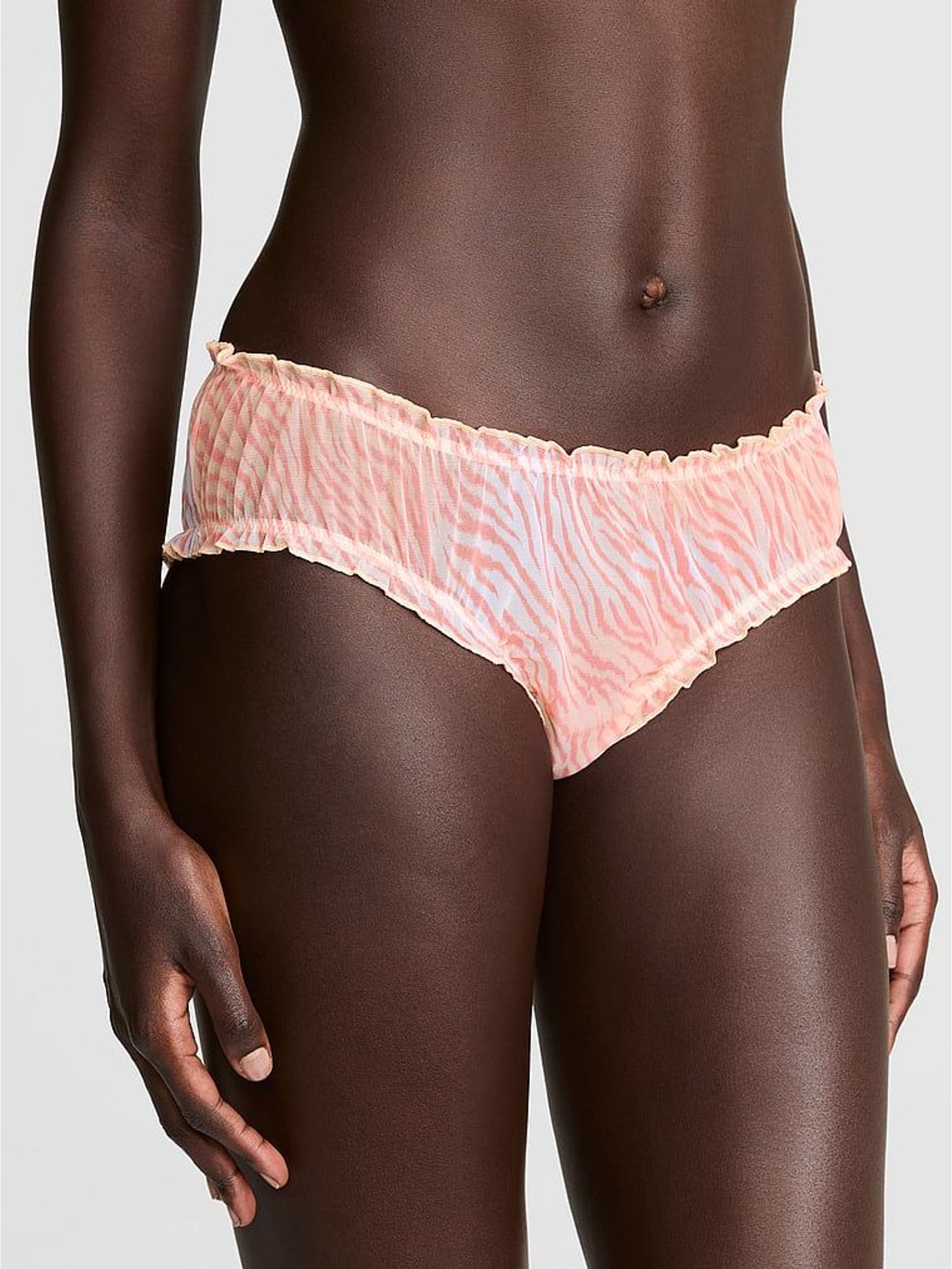 Orange Zebra Print - Tanga Mesh Knickers