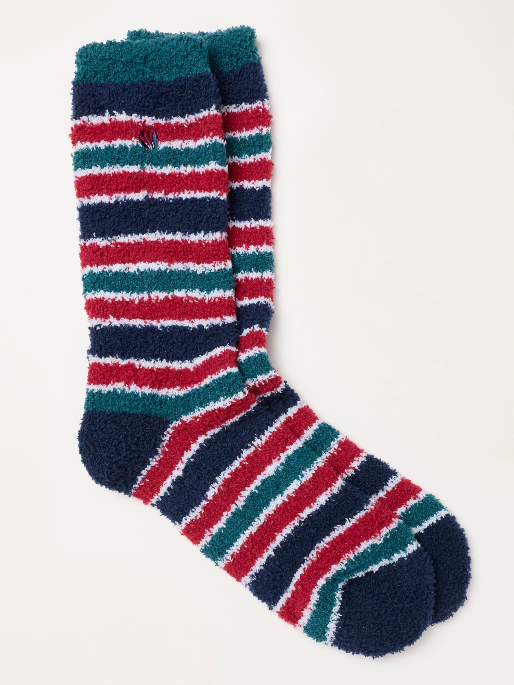 Navy - Regular Fluffy Striped Socks