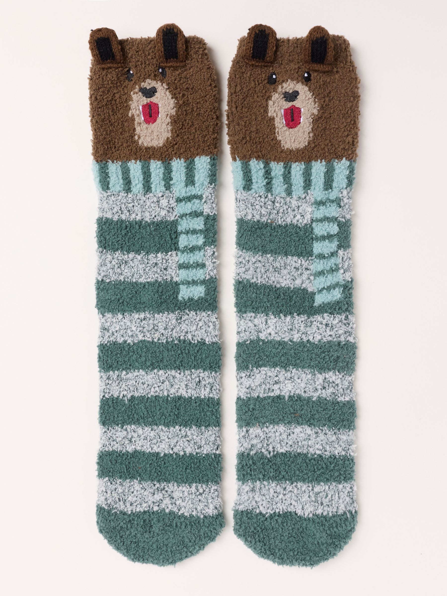 Green - Regular Cosy Bear Socks
